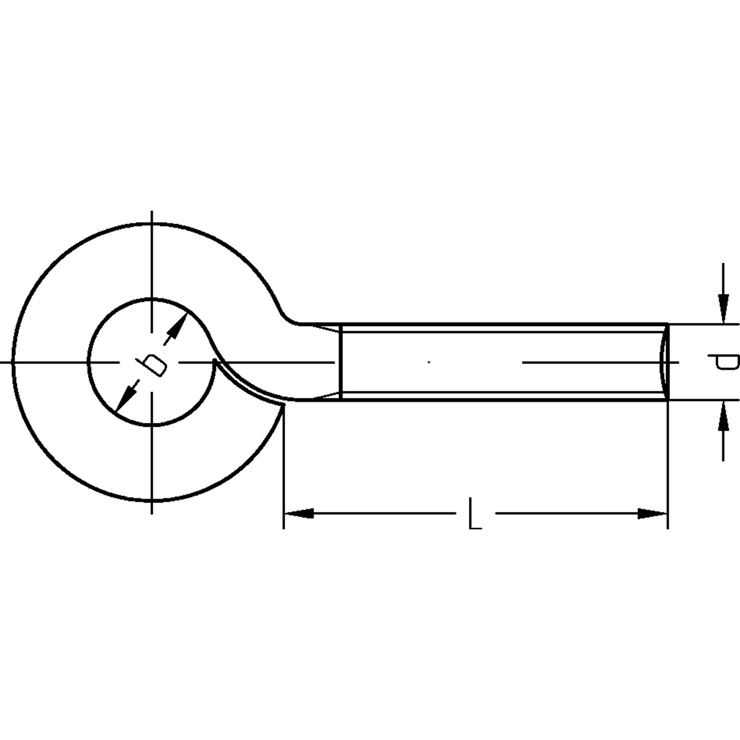 Oogvijs metaal M5 x 40mm verzinkt