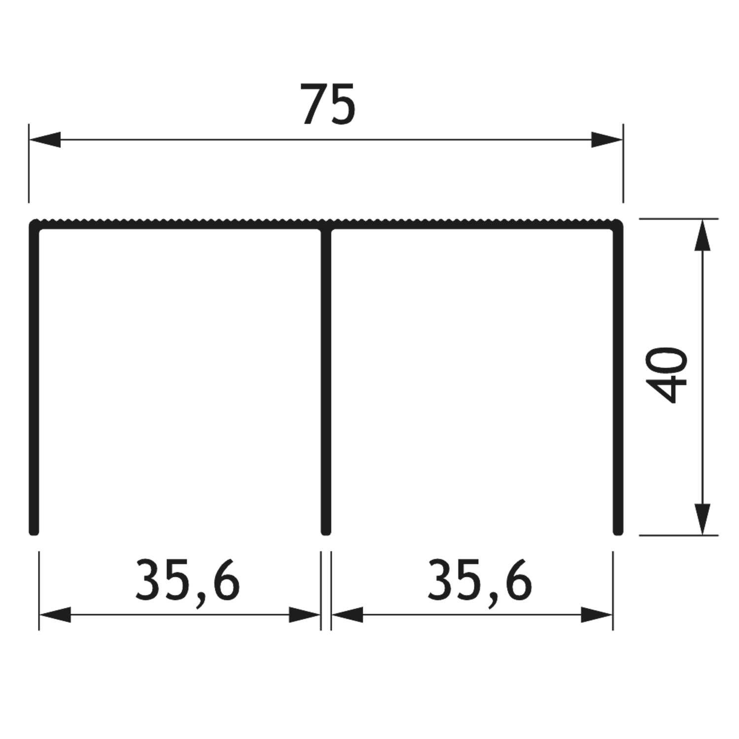 Dubbele bovenrail Terra/Base 6m alu wit