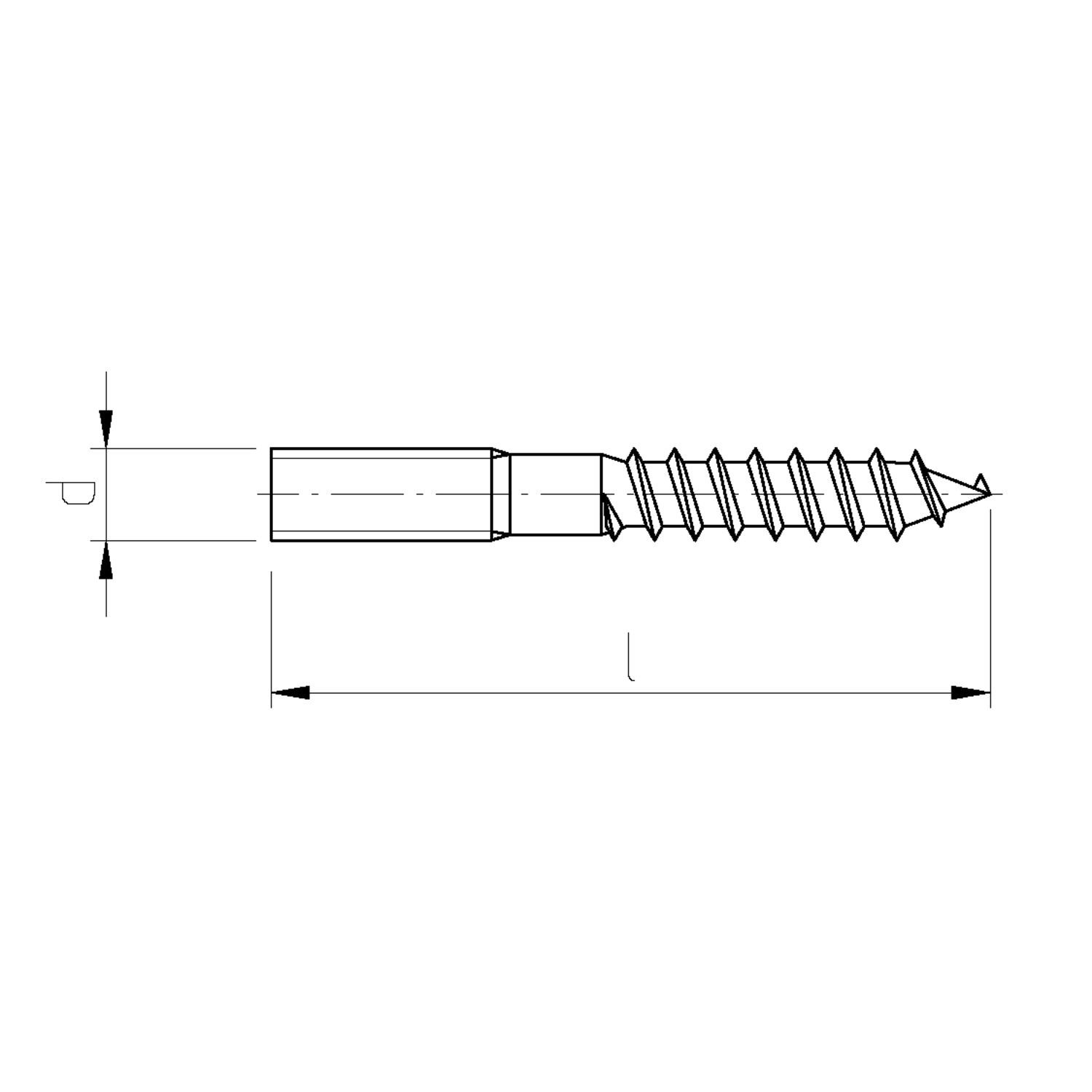 Vis pour pied de table M8x60 zinguéué 