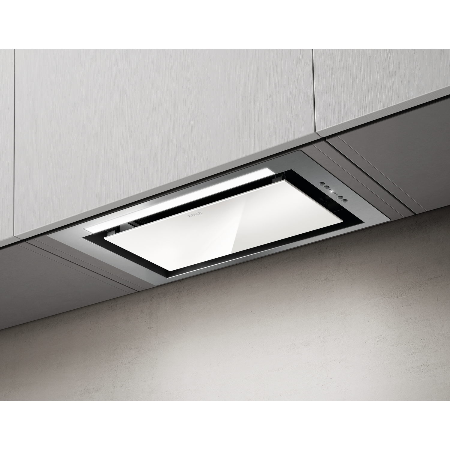 Hidden inbouw afvoer rvs+wit glas 60 cm
