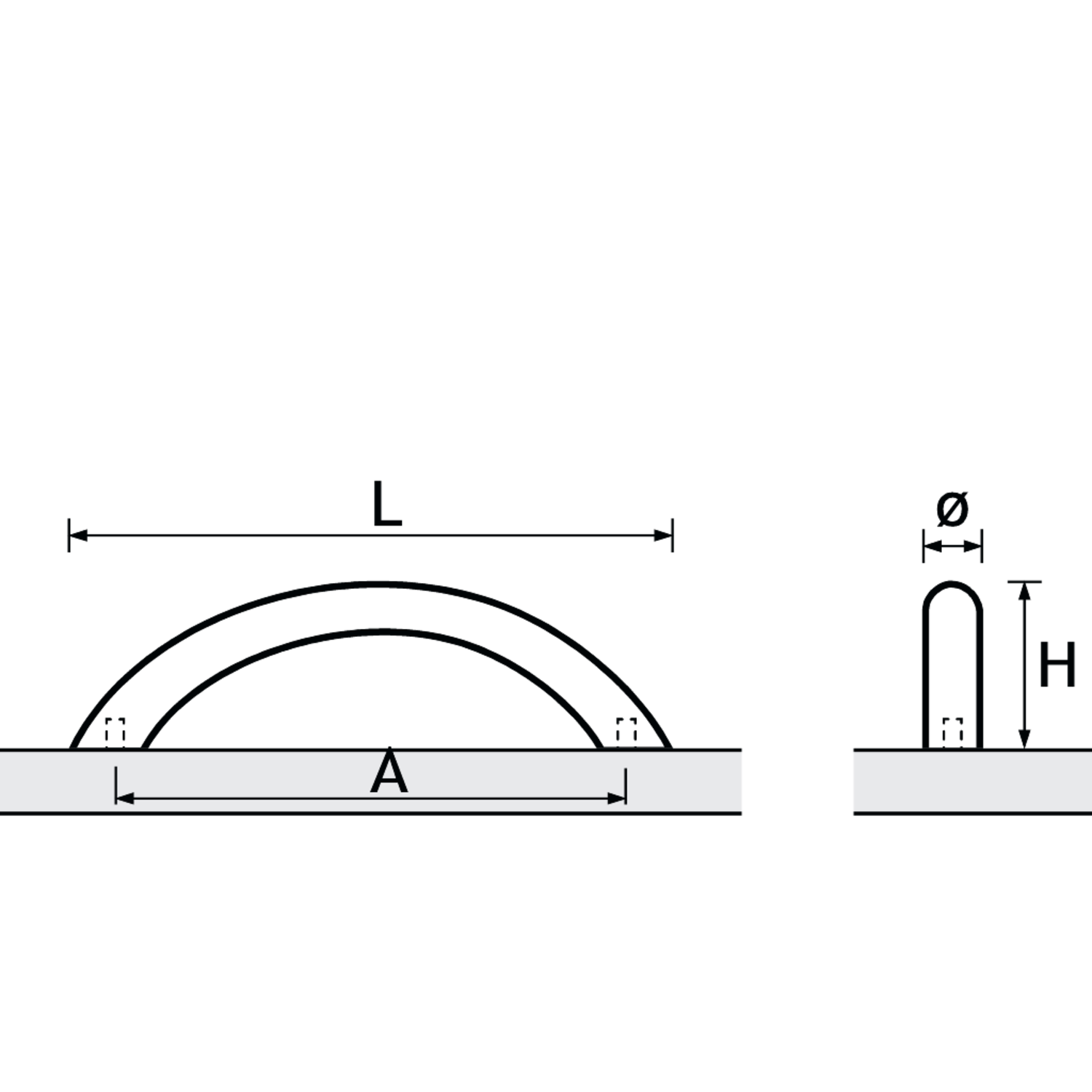 Greep Vada, boorafstand 352, L 392 mm, H 41 mm, ø 10 mm, roestvrij staal geborsteld