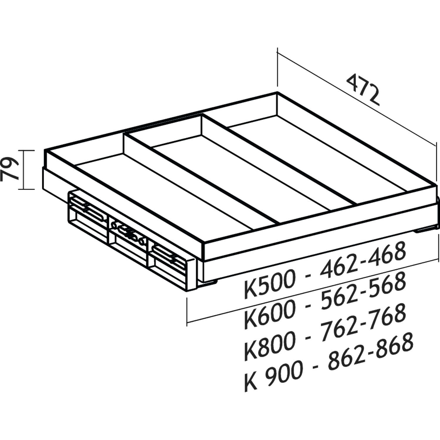 Tf-line lade hout h.79mm k.900mm antraciet