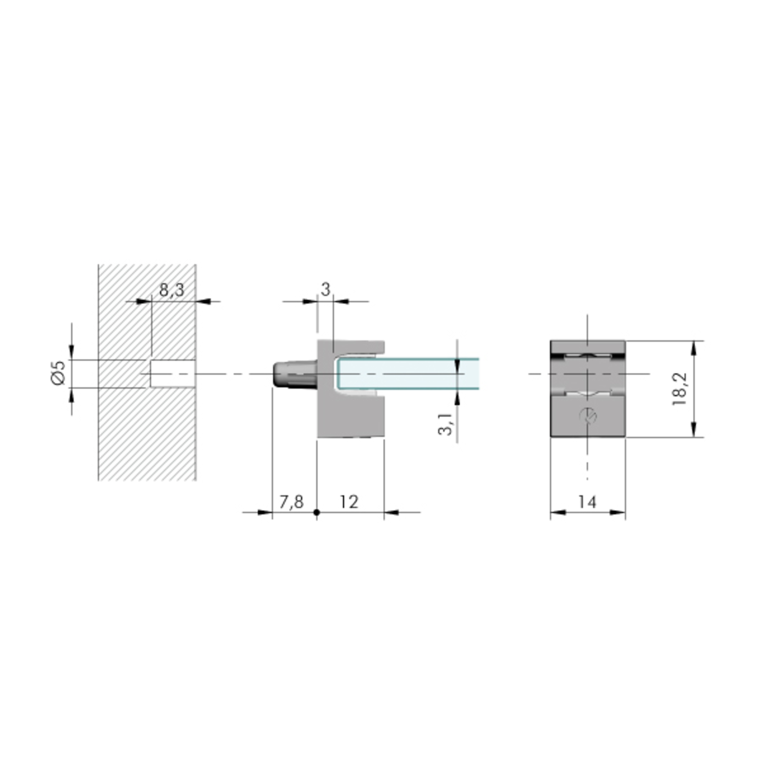 Schabdrager Kristal nikkel d.5mm voor glastablet