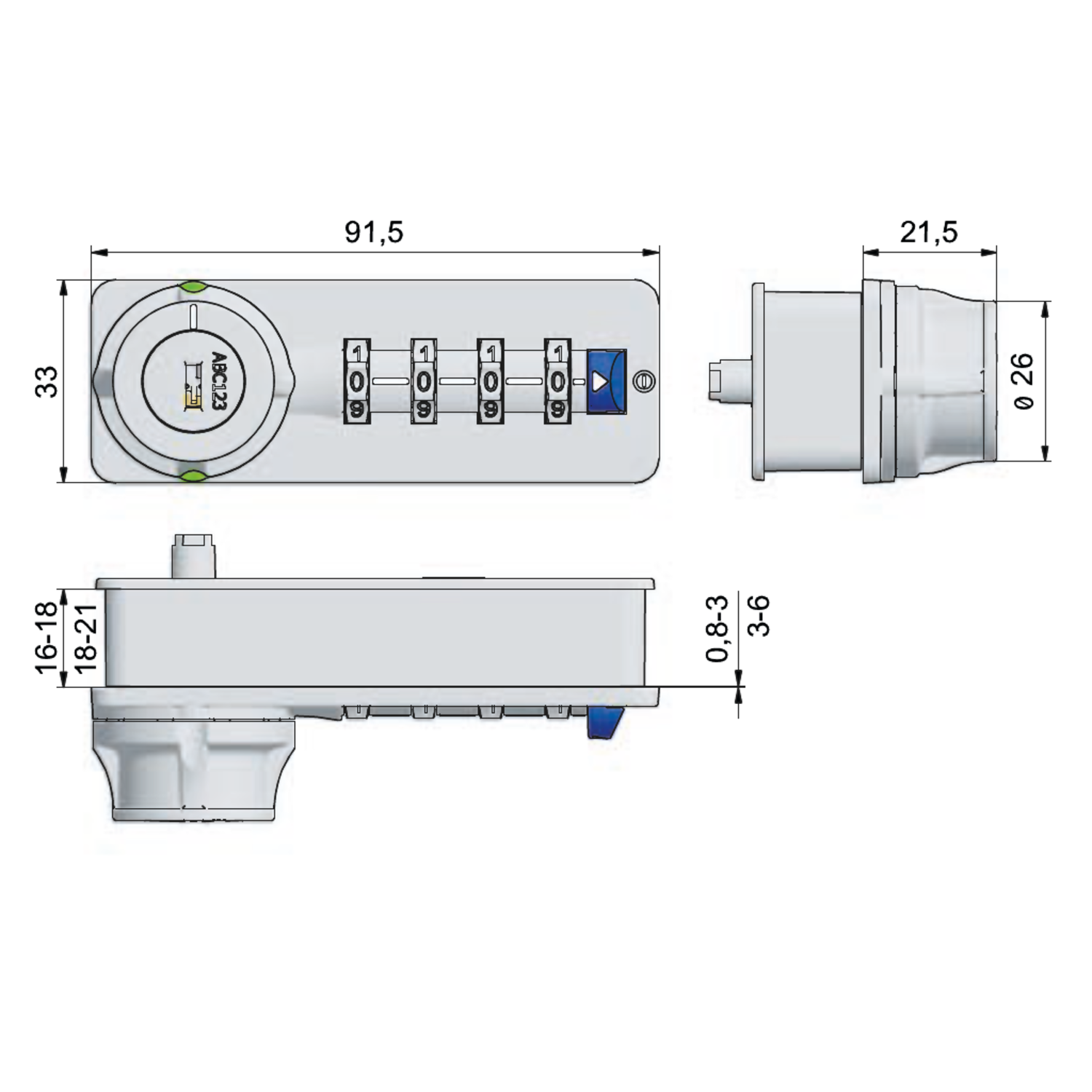 Dial Lock public Free Code noir drte 