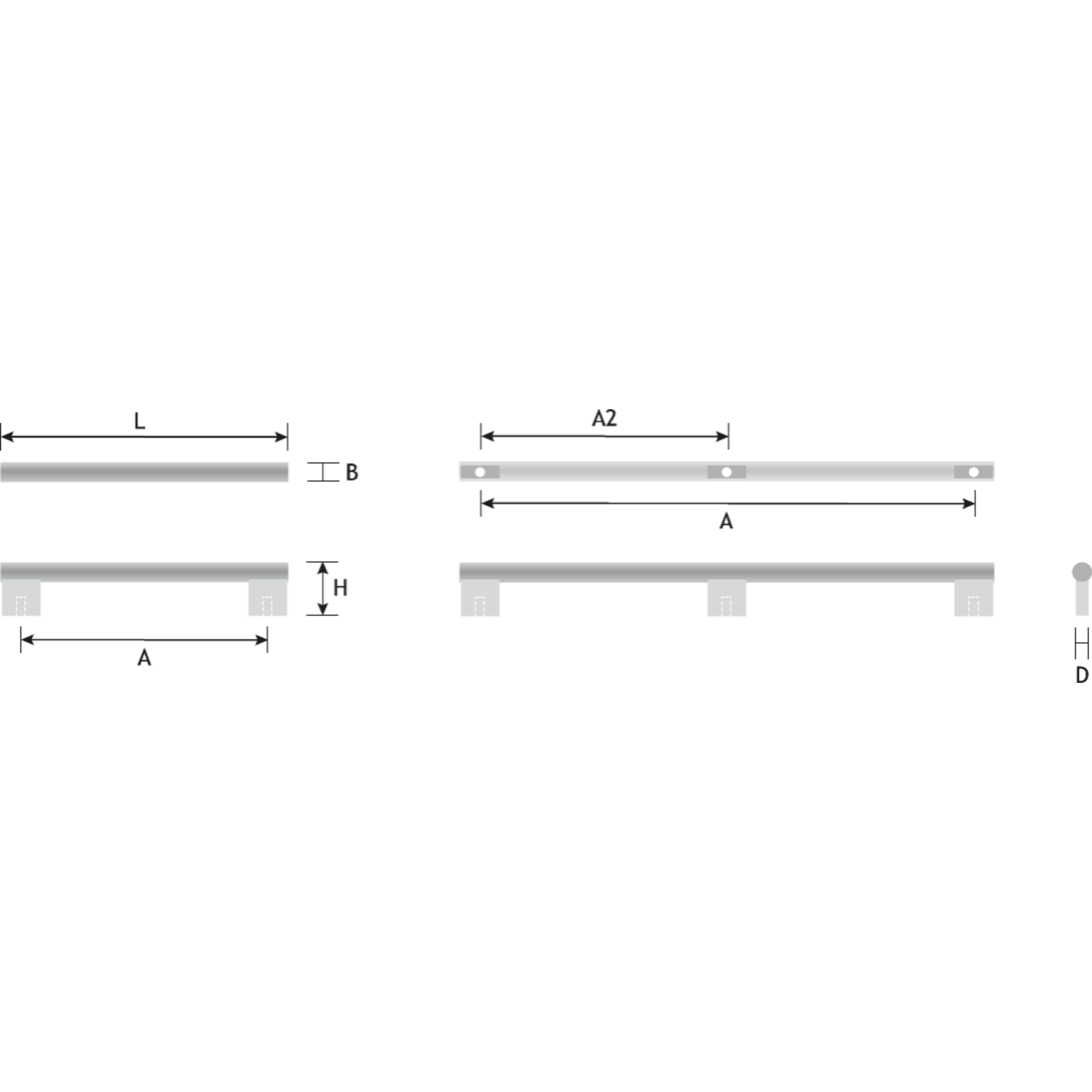 Poignée GRAF BIG BA1168-584 L1200 aluminium brossé noir