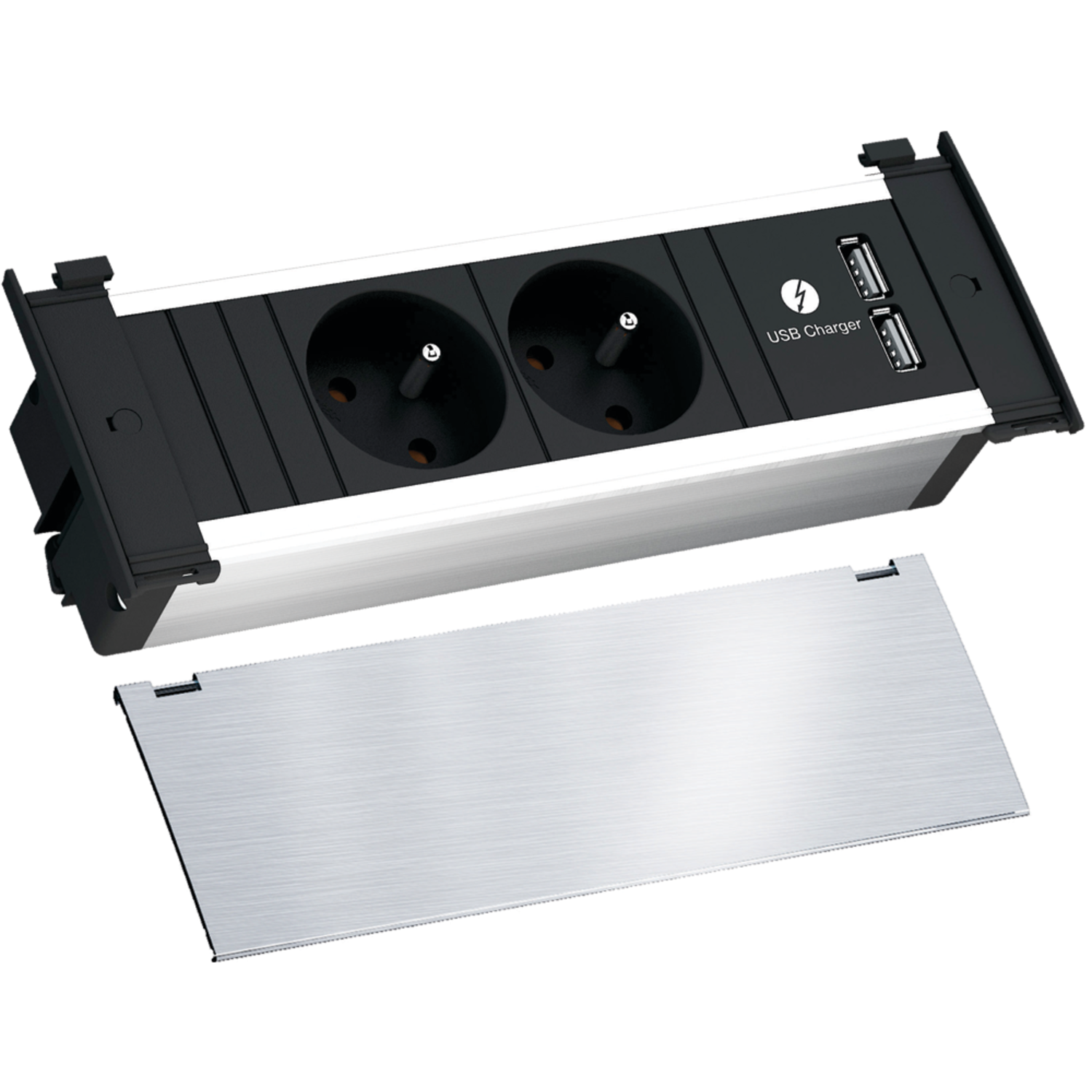 Kapsa look inox 2 prises d-nl-l + chargeur usb  