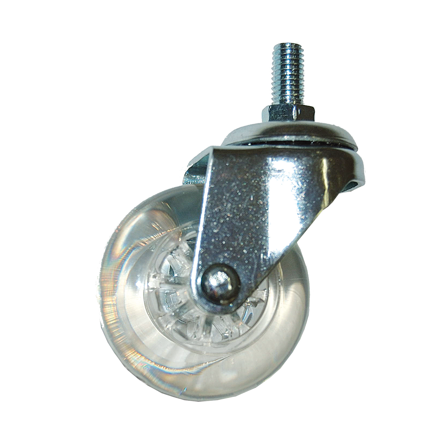 Roulette transparente 50mm 30kg M10x15 h:65mm  