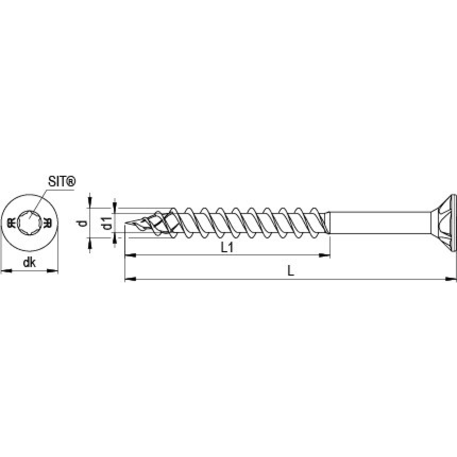 Vezelplaatvijs DNS PK TORX met verzonken kop 5 x 120