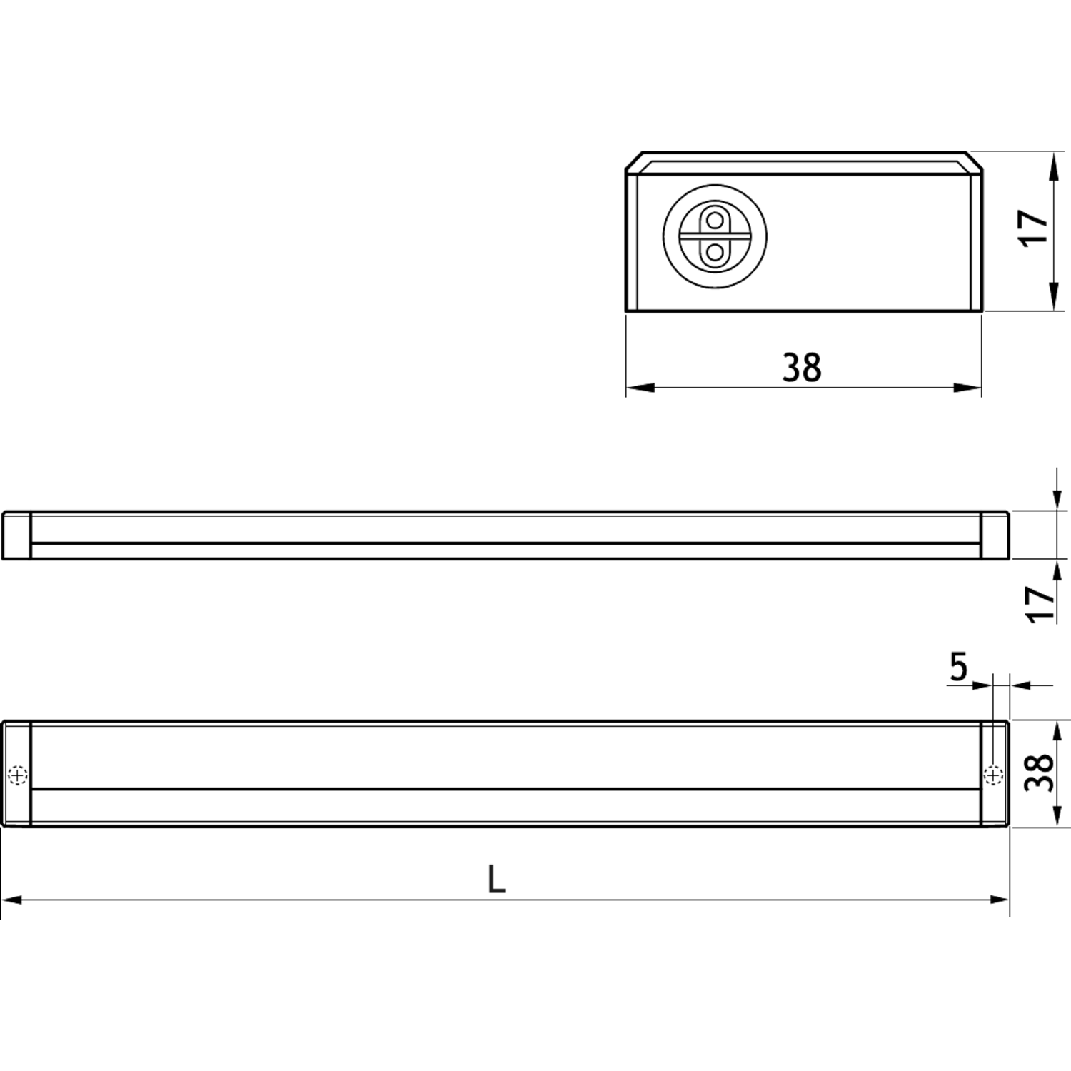 LD8010 à led opbouwprofiel 523mm 3000K 9,5W 230V