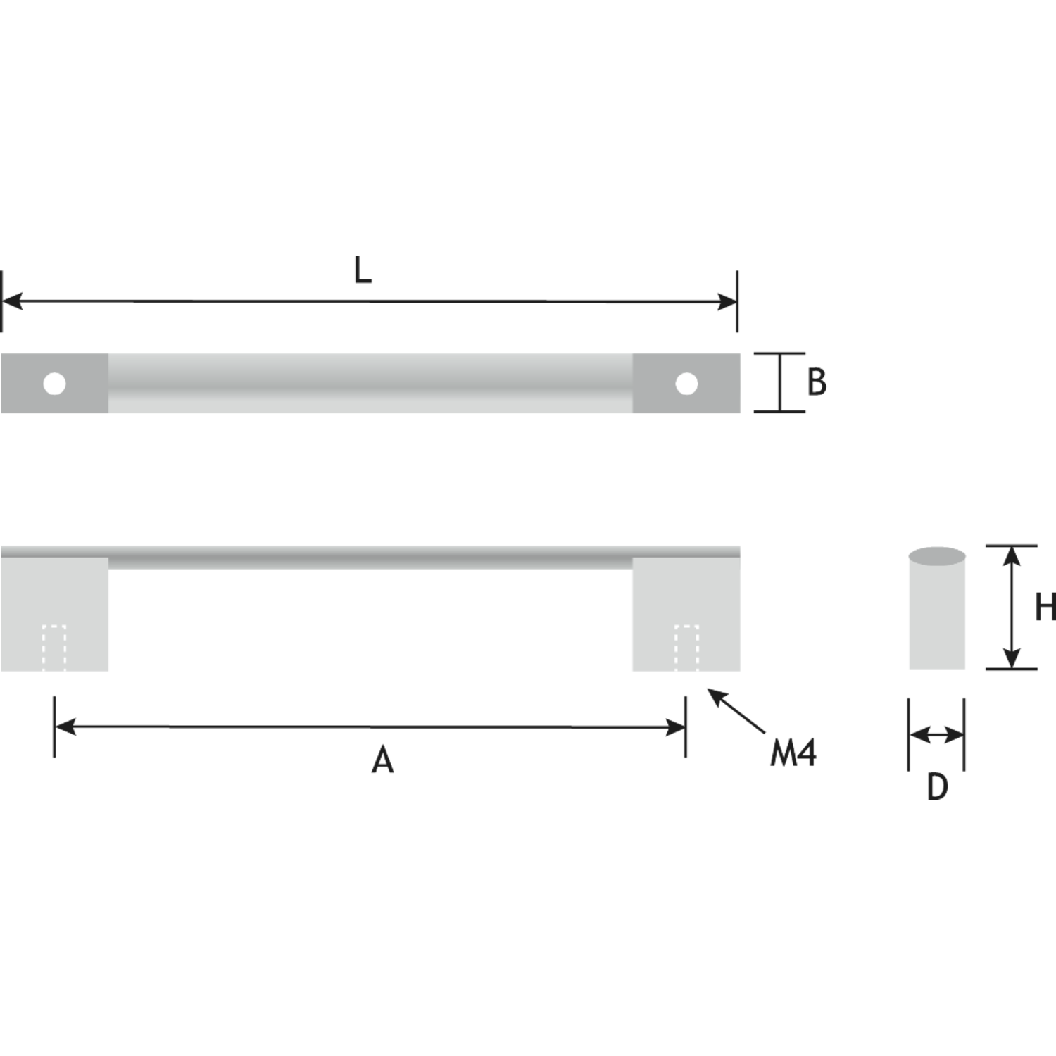 Poignee profile l.409mm (384) alu 
