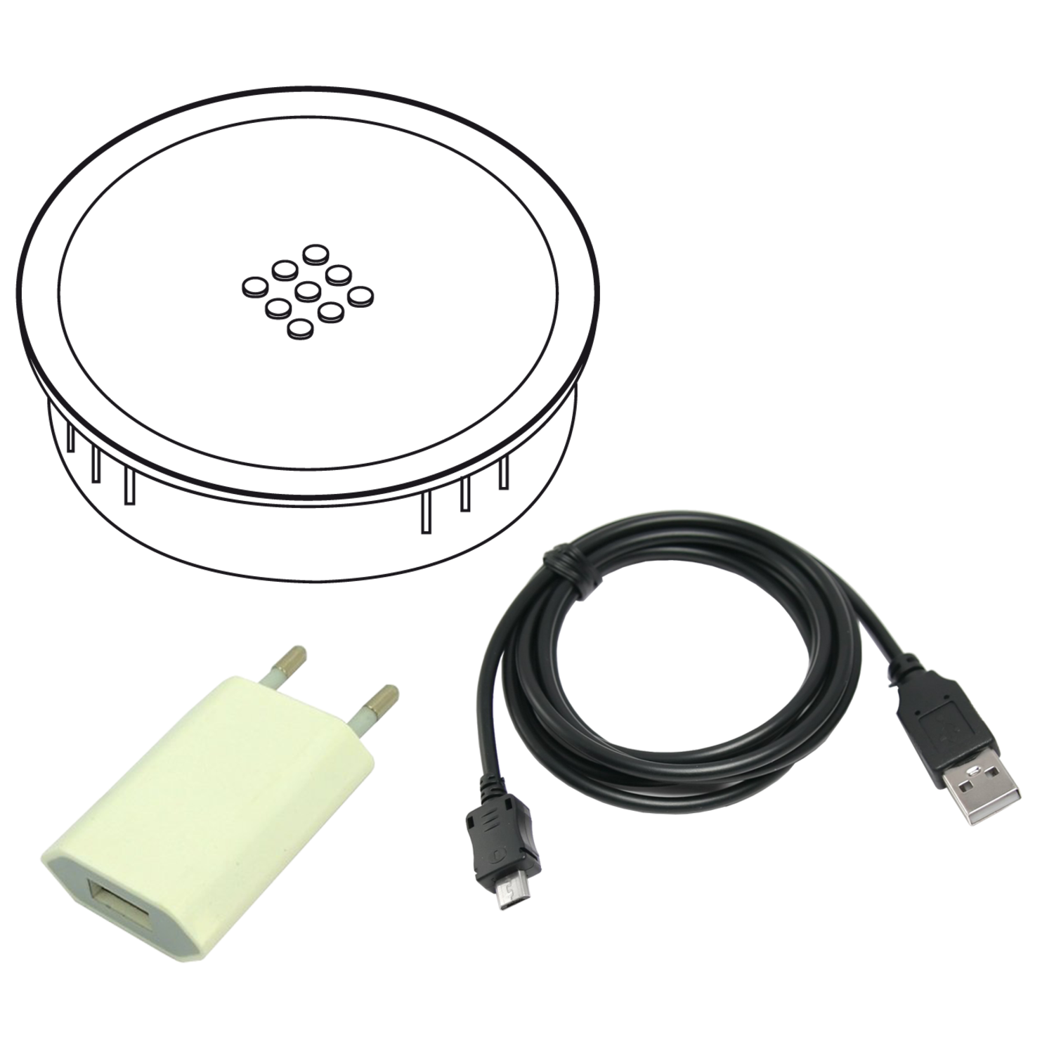 Versacharger émetteur power noir  + prise eu/micro usb/usb 2000mm