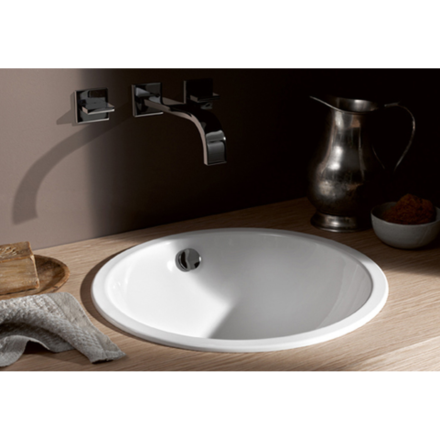 Alape eb.k450 wastafel inbouw d.450x154mm witzonde zonder kraangat, met overloop