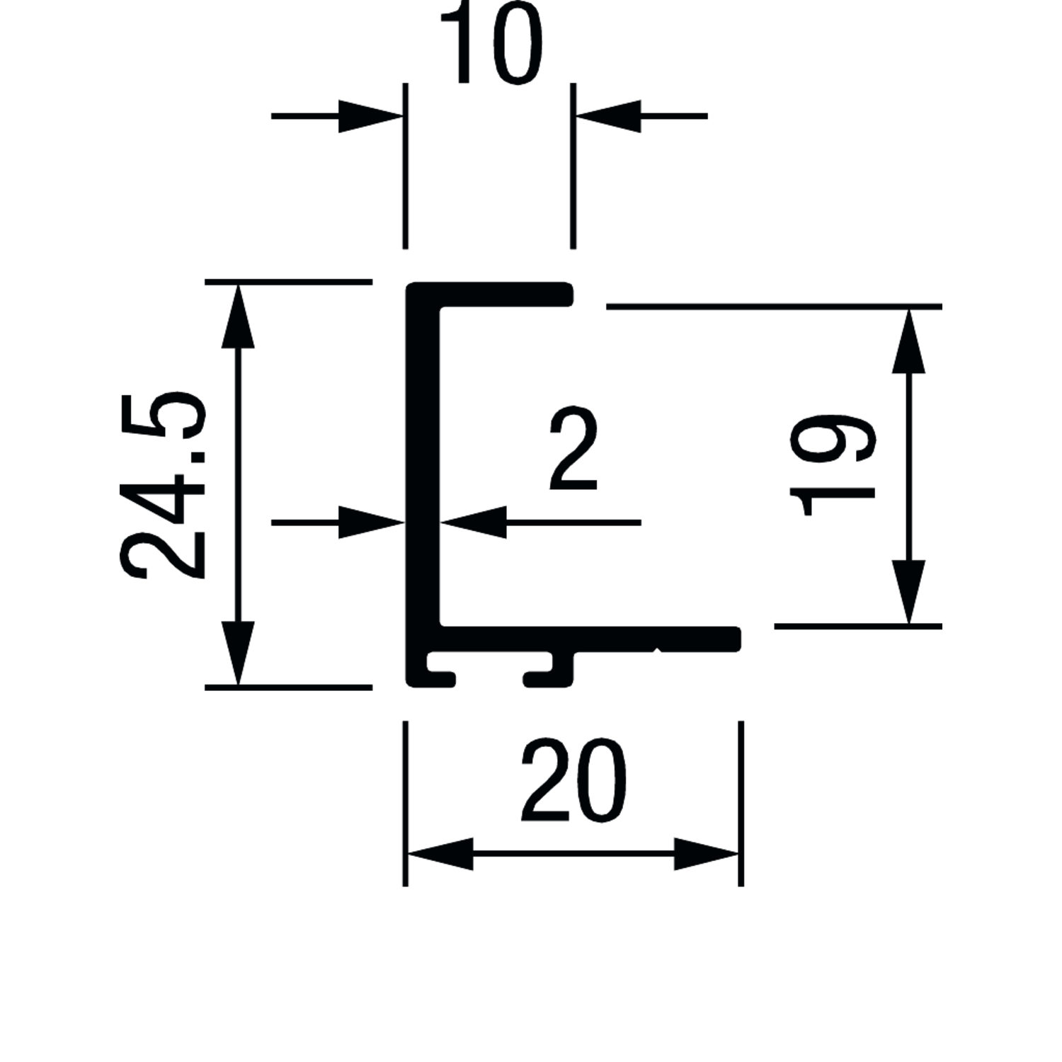 Greepprofiel essence B 2,6m zwart