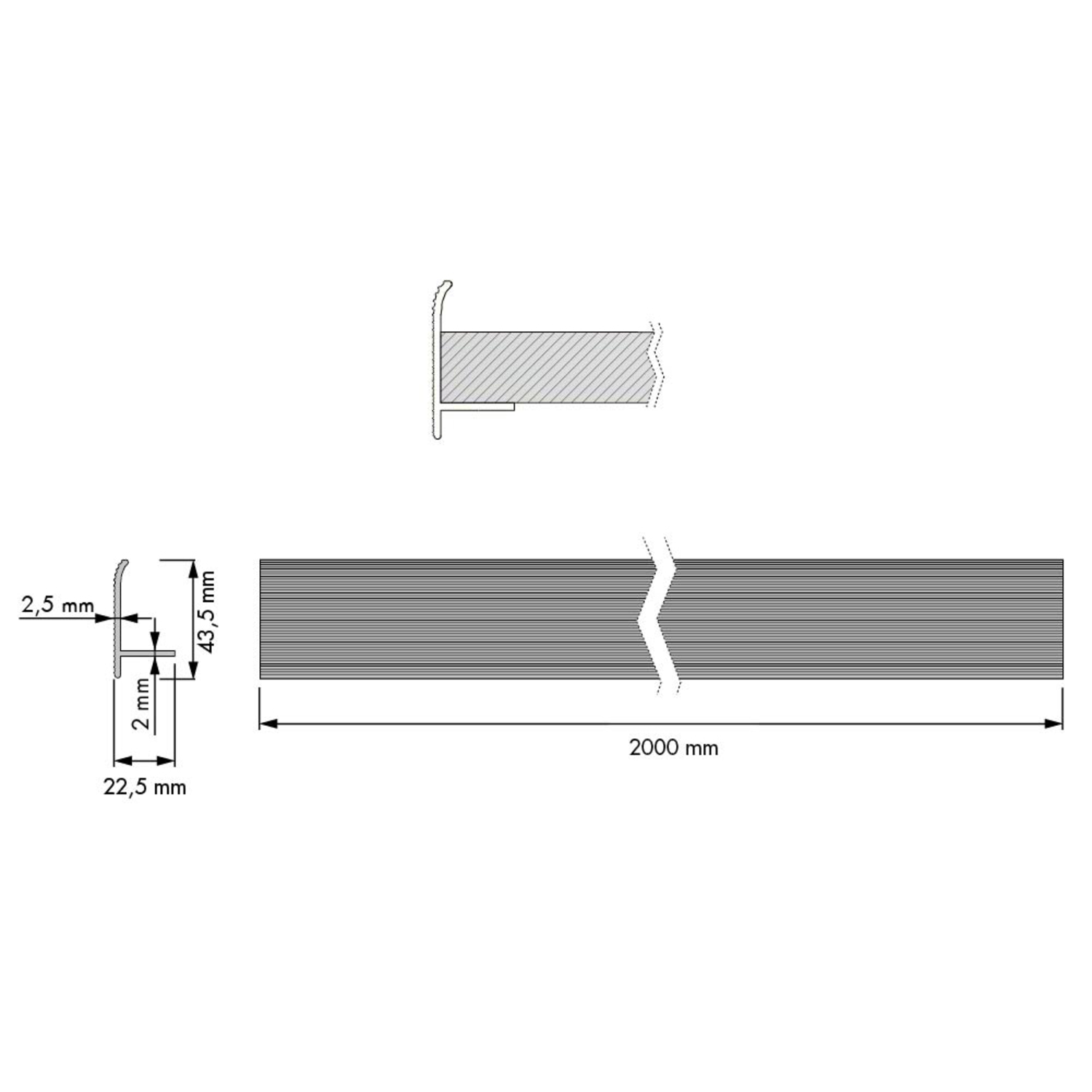 Stuctura profil range-chaussures 2000mm noir alu 