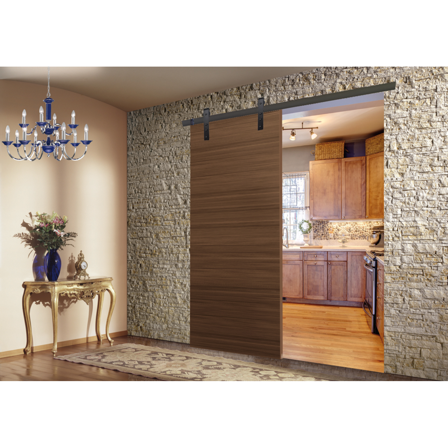 Casa set coulissant acier noir 100kg l.2100mm pour largeur de porte 910-1000mm