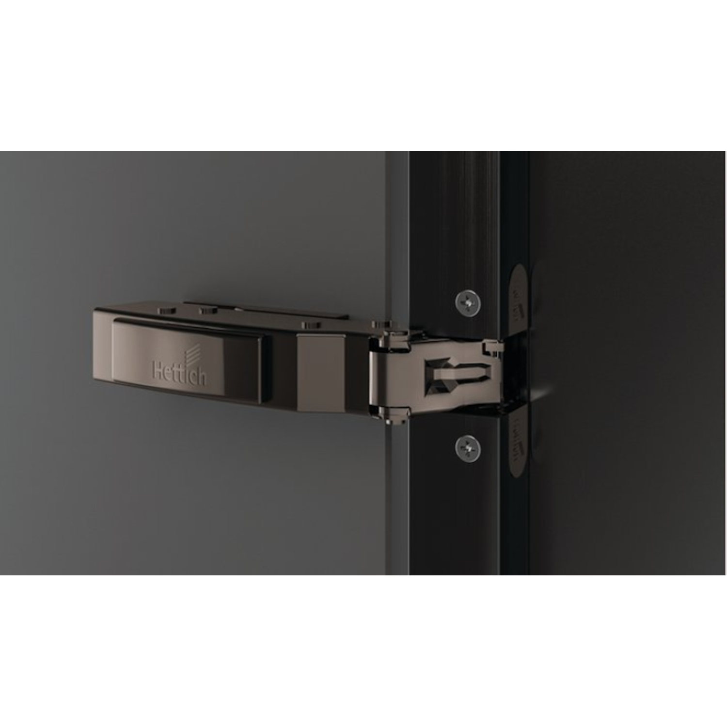 Sensys scharnier voor aluminium frame met geïntegreerde demping (Sensys 8638i), in obsidiaanzwart, opliggend, openingshoek 95°, voor schroefbevestiging (-)
