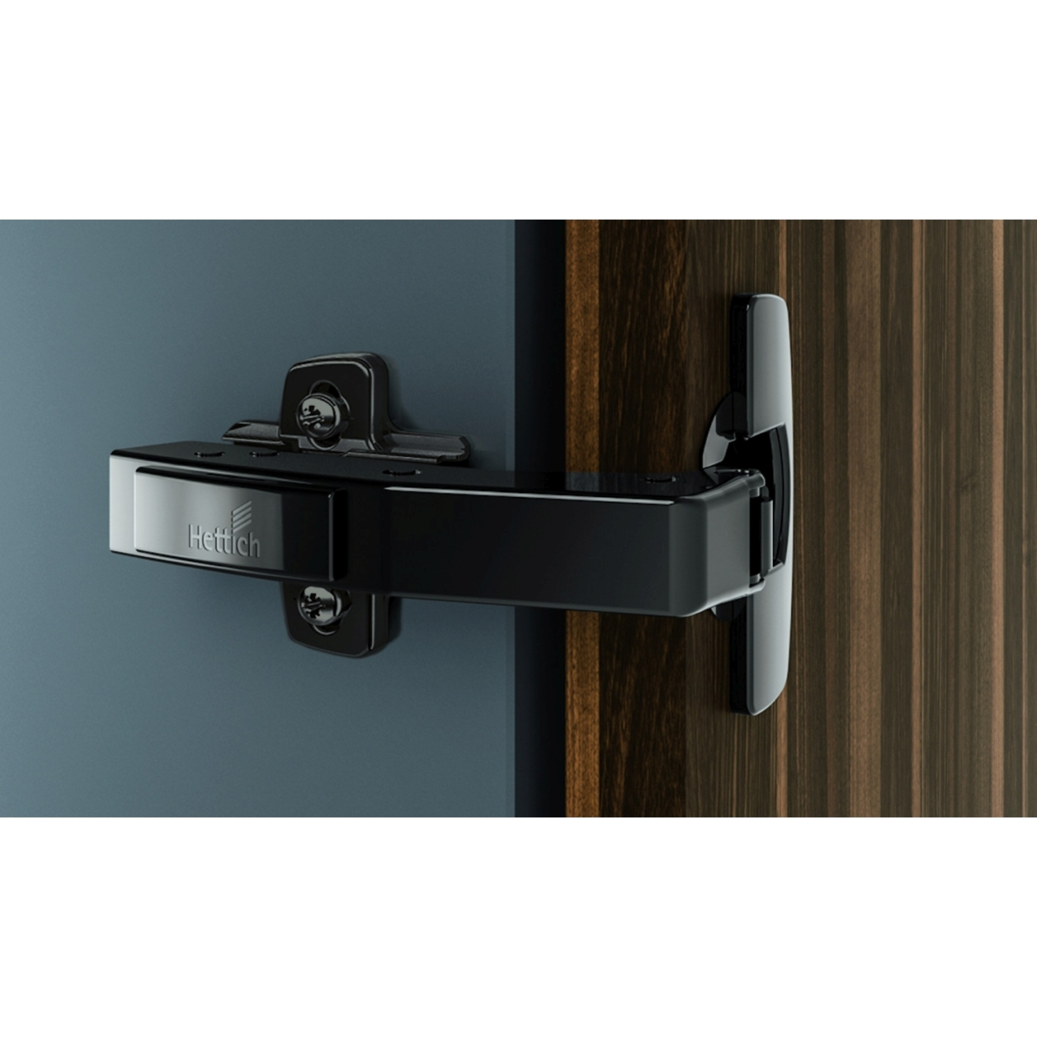 Charnière d’angle Sensys W90  sans fermeture automatique (Sensys 8669 W90), en noir obsidien, rentrant, Angle d'ouverture  95°, TH-schéma de perçage 52 x 5,5 mm, avec manchons à expansion (ø 10 x 11)