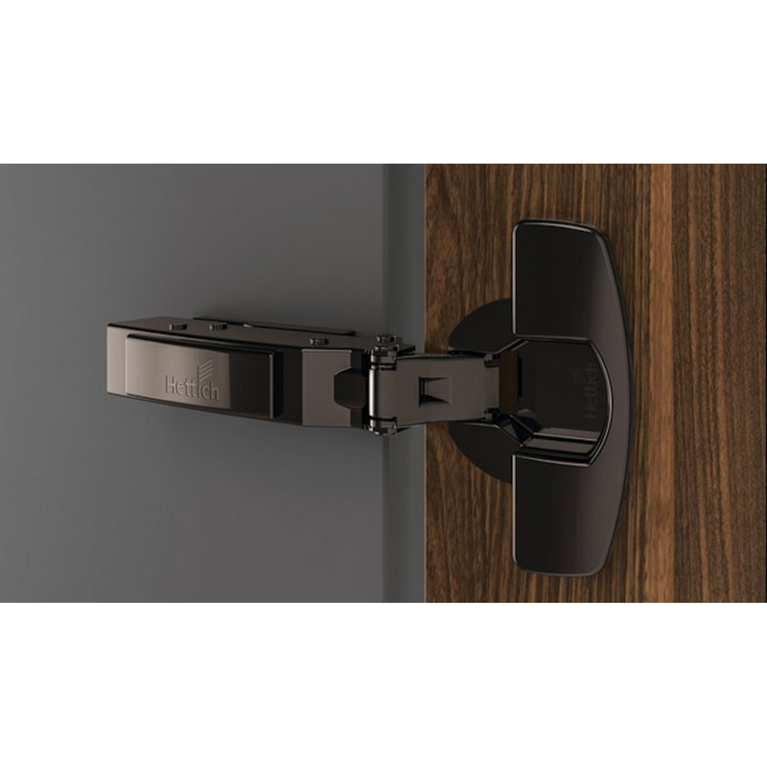Charnière porte mince Sensys, épaisseur de la porte à partir de 10 mm,  sans fermeture automatique (Sensys 8676), en noir obsidien, en applique, Angle d'ouverture  110°, TH-schéma de perçage 52 x 5,5 mm, à visser (-)