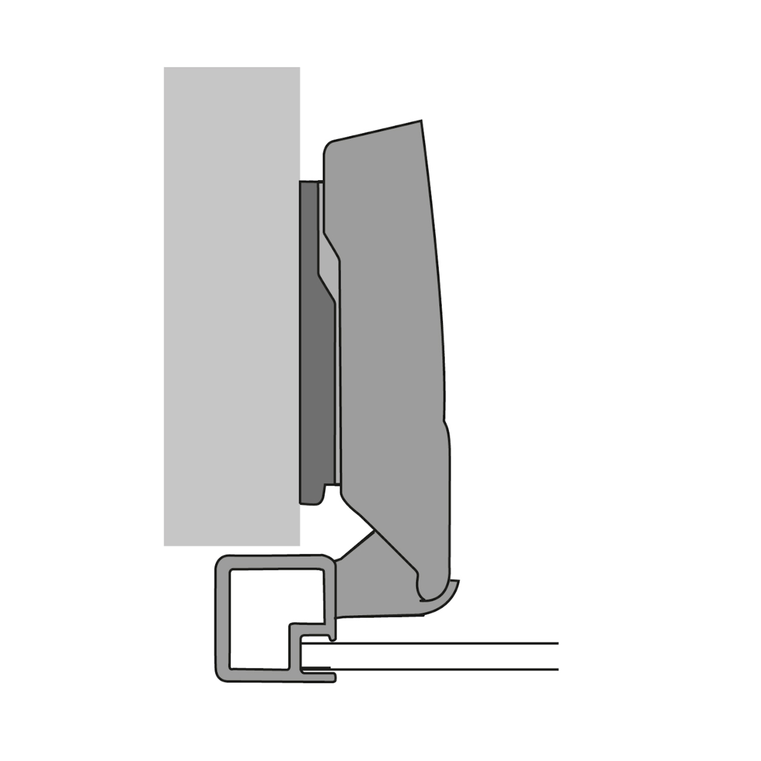 Sensys scharnier voor aluminium frame met geïntegreerde demping (Sensys 8638i), in obsidiaanzwart, opliggend, openingshoek 95°, voor schroefbevestiging (-)