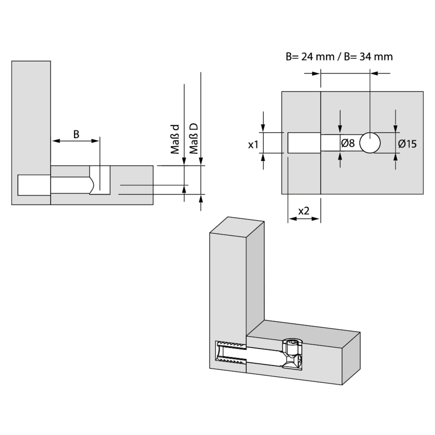 FF boîitier système de raccord acier 13.5x9mm 