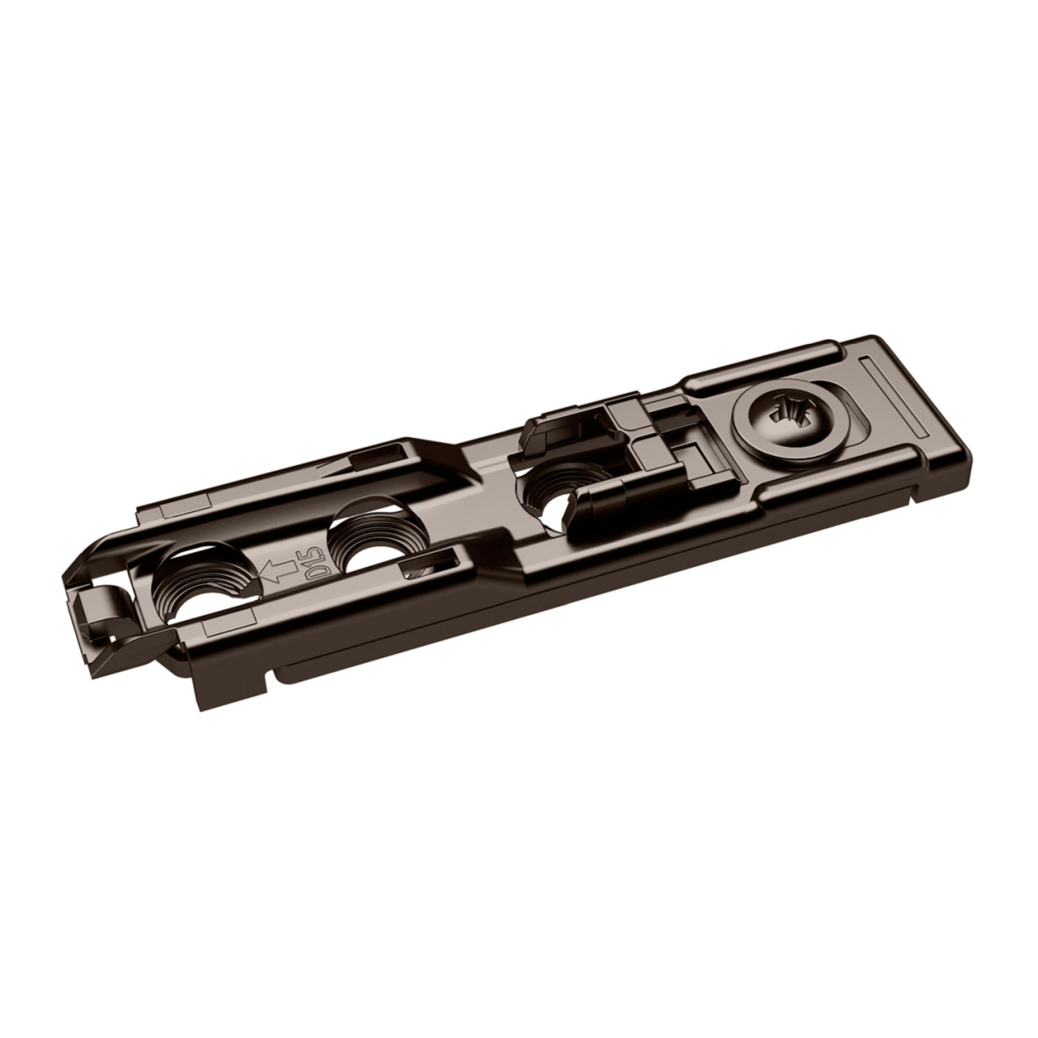 Lineaire montageplaat met directe hoogteverstelling, in obsidiaanzwart, Rijboring 20 x 32 mm, voor schroefbevestiging, dikte 3.0 mm