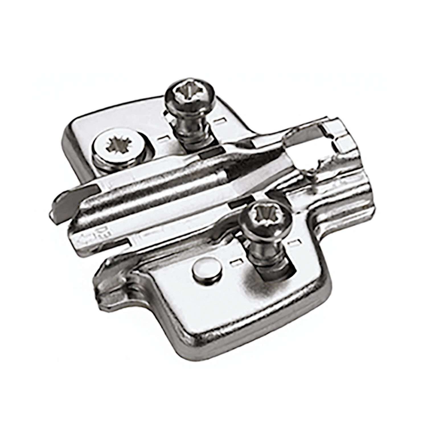 Kruismontageplaat met directe hoogteverstelling, vernikkeld, Rijboring 37 x 32 mm, met euroschroeven (voor boringen ø 5 x 12 mm), dikte 0.0 mm