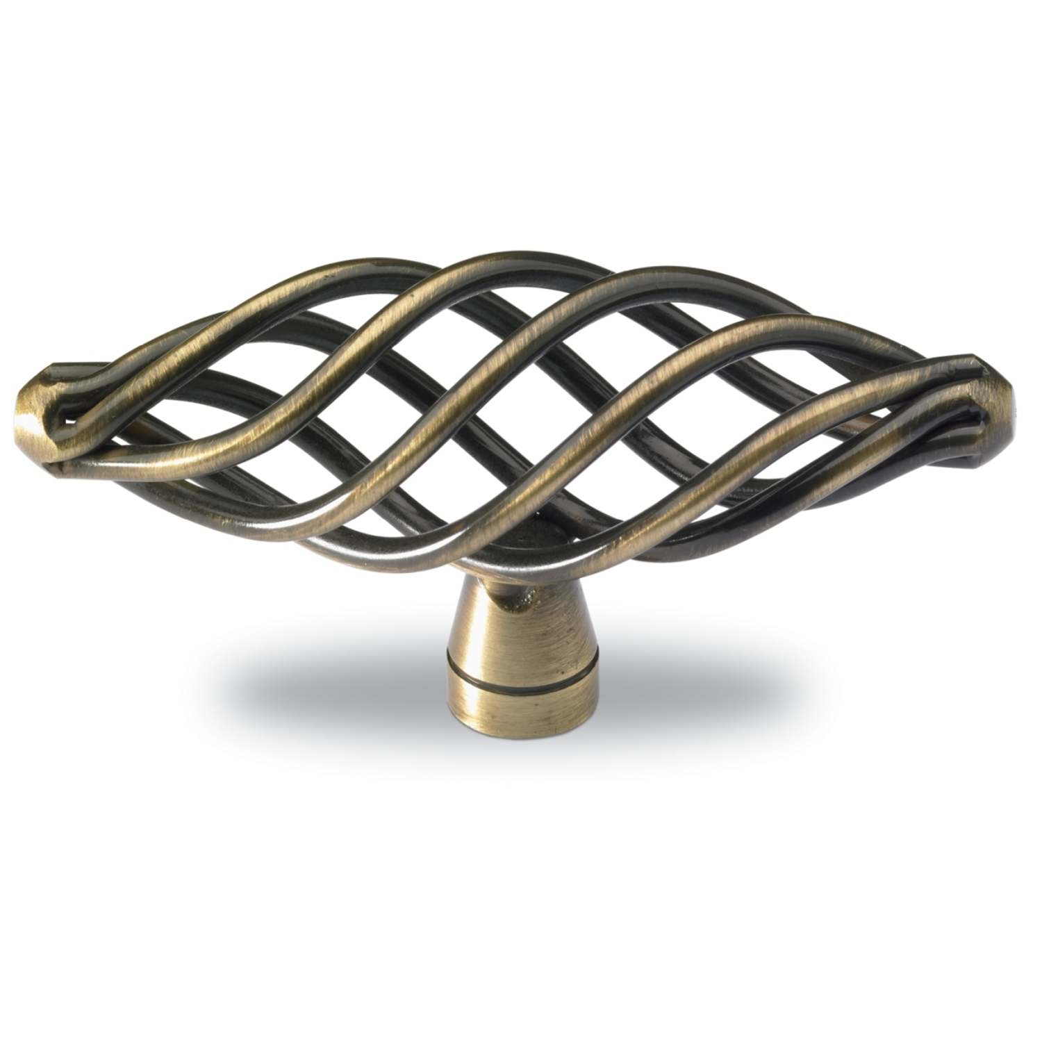 Bouton Valentia, L 79 mm, H 41 mm, aspect laiton antique