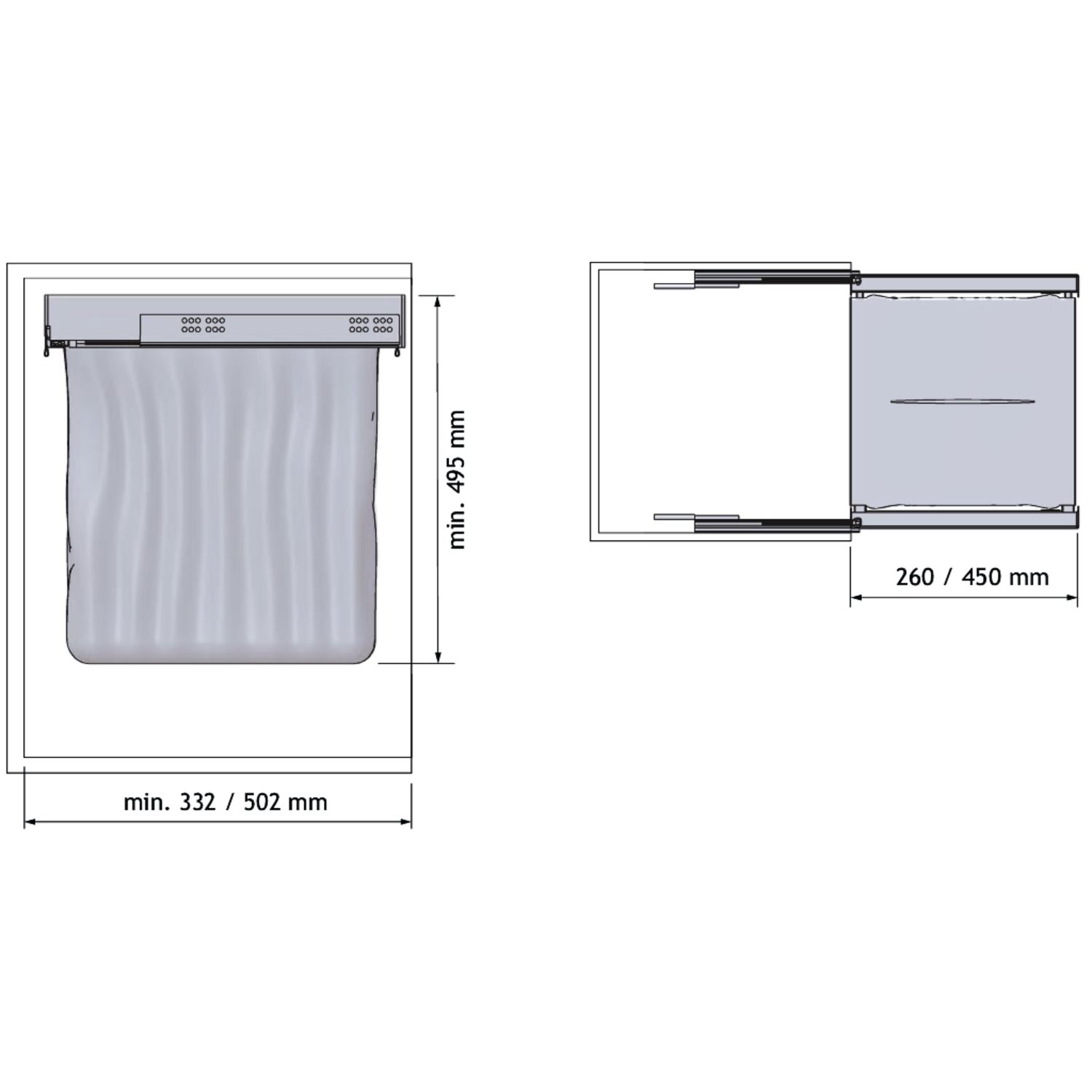 Chic line wasmand antraciet b.500-550 d.492mm
