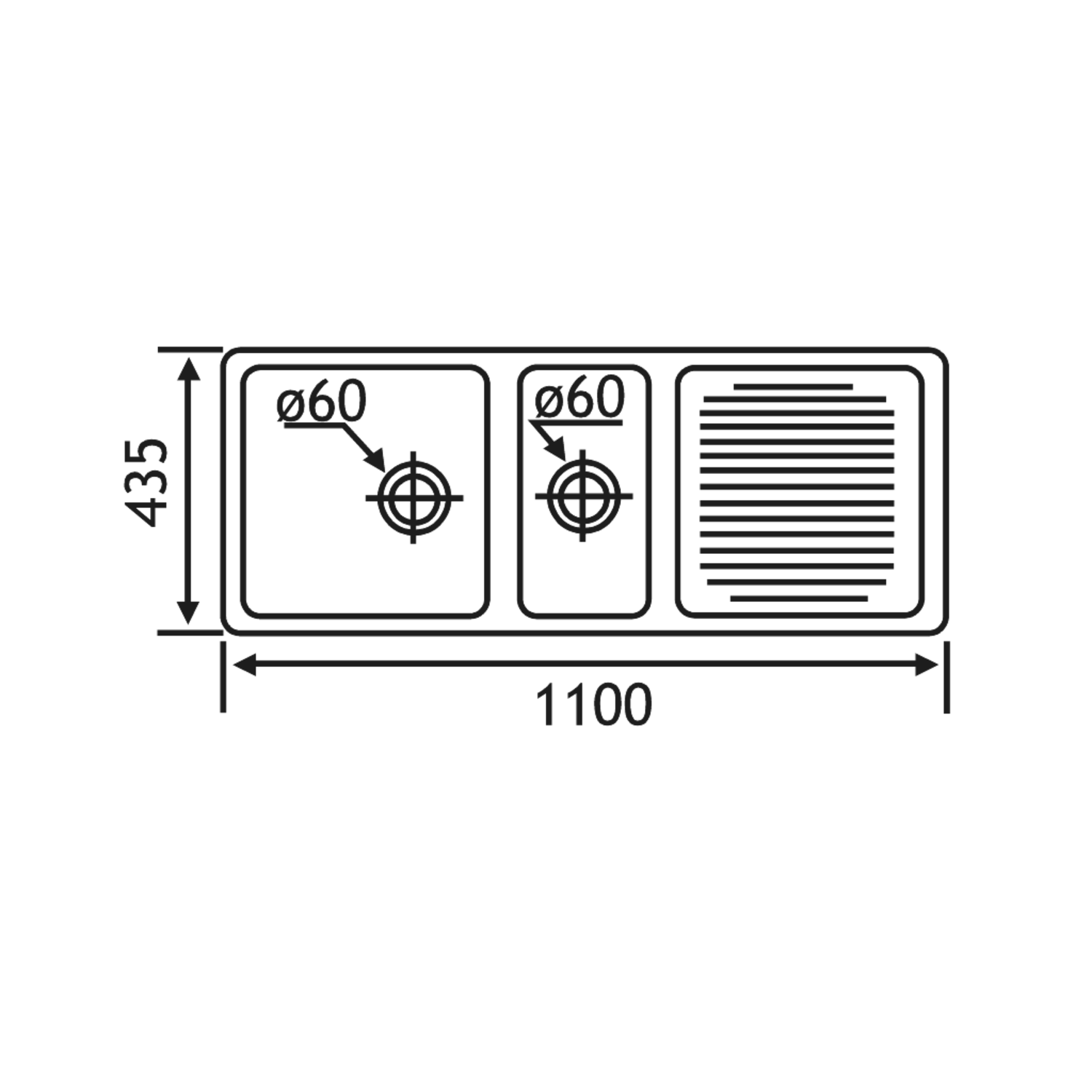 Evier inox basic 1+1/2bac+egoutoir  