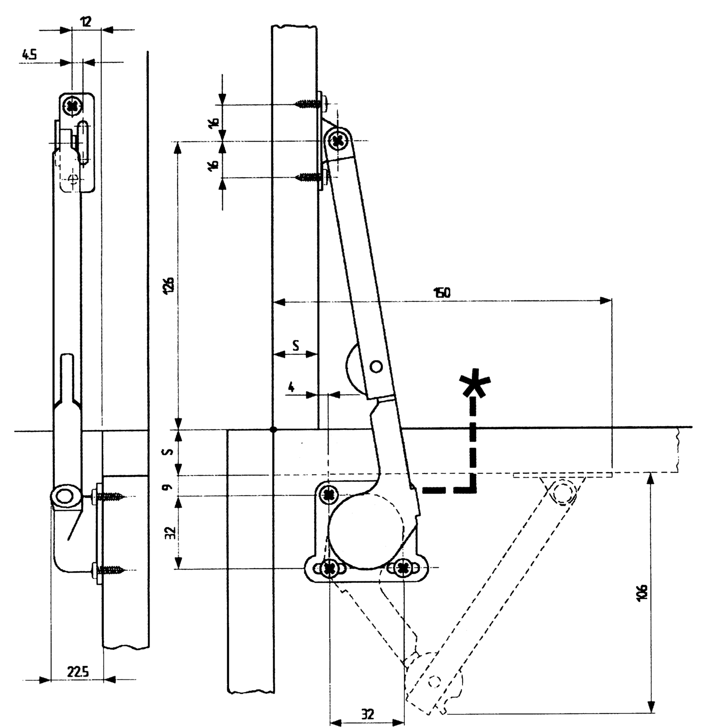 Compas pour meuble cea-lift 602 gauche 
