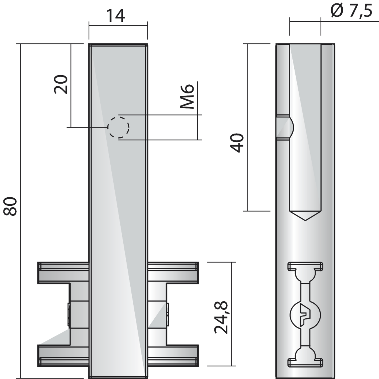 Support central pour barre de penderie Linear 2 noir