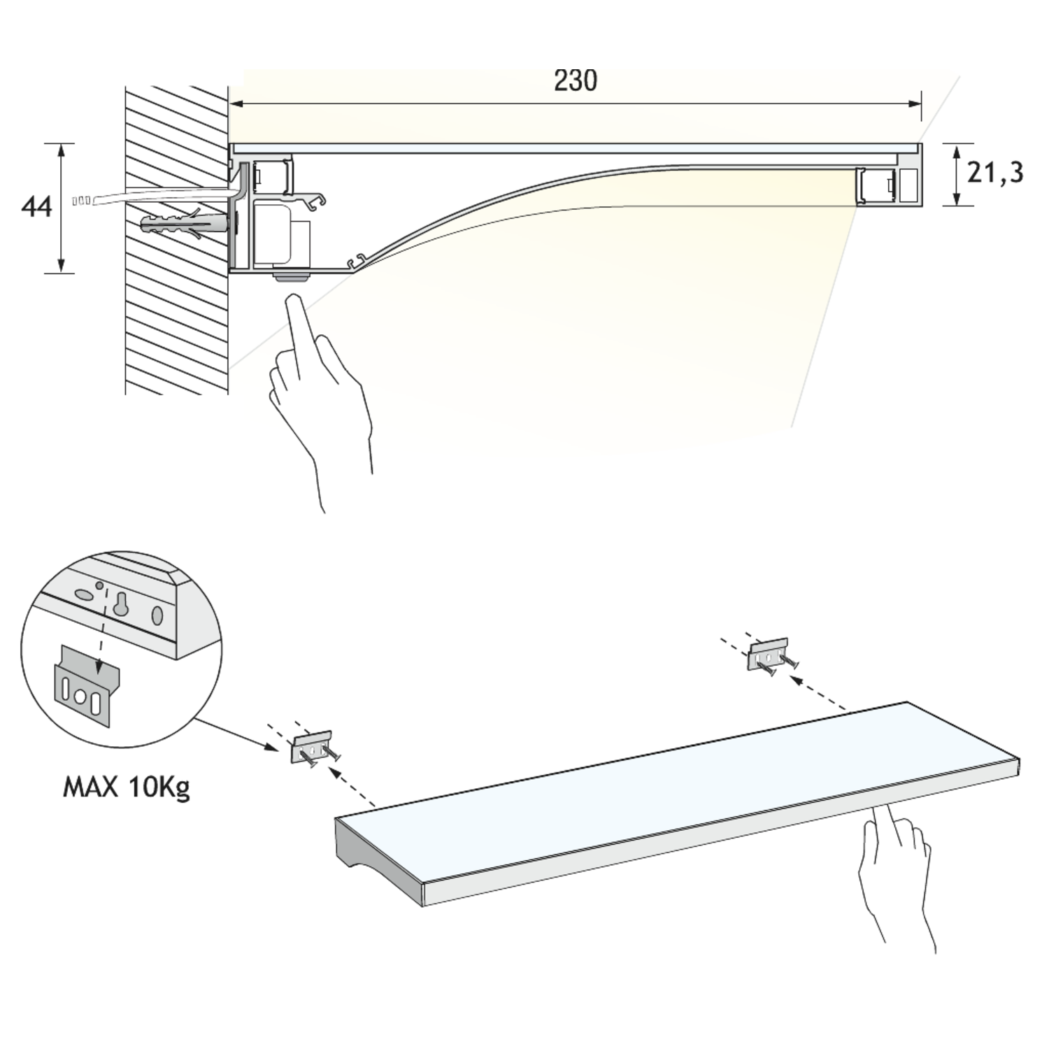 Teo Slim led glastablet 900mm 9,98W 4000K zwart