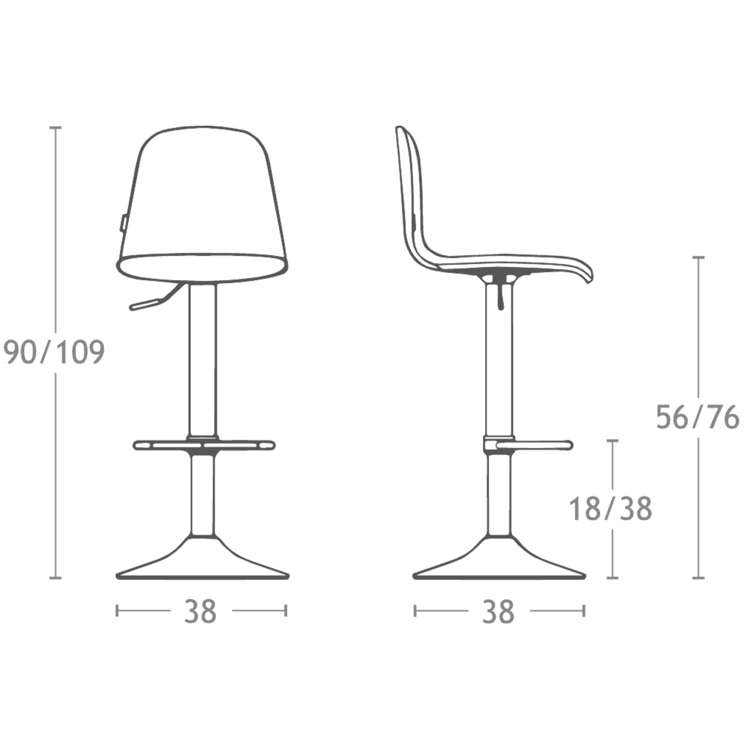 Tabouret lemon rvs carré|nobel taupe 
