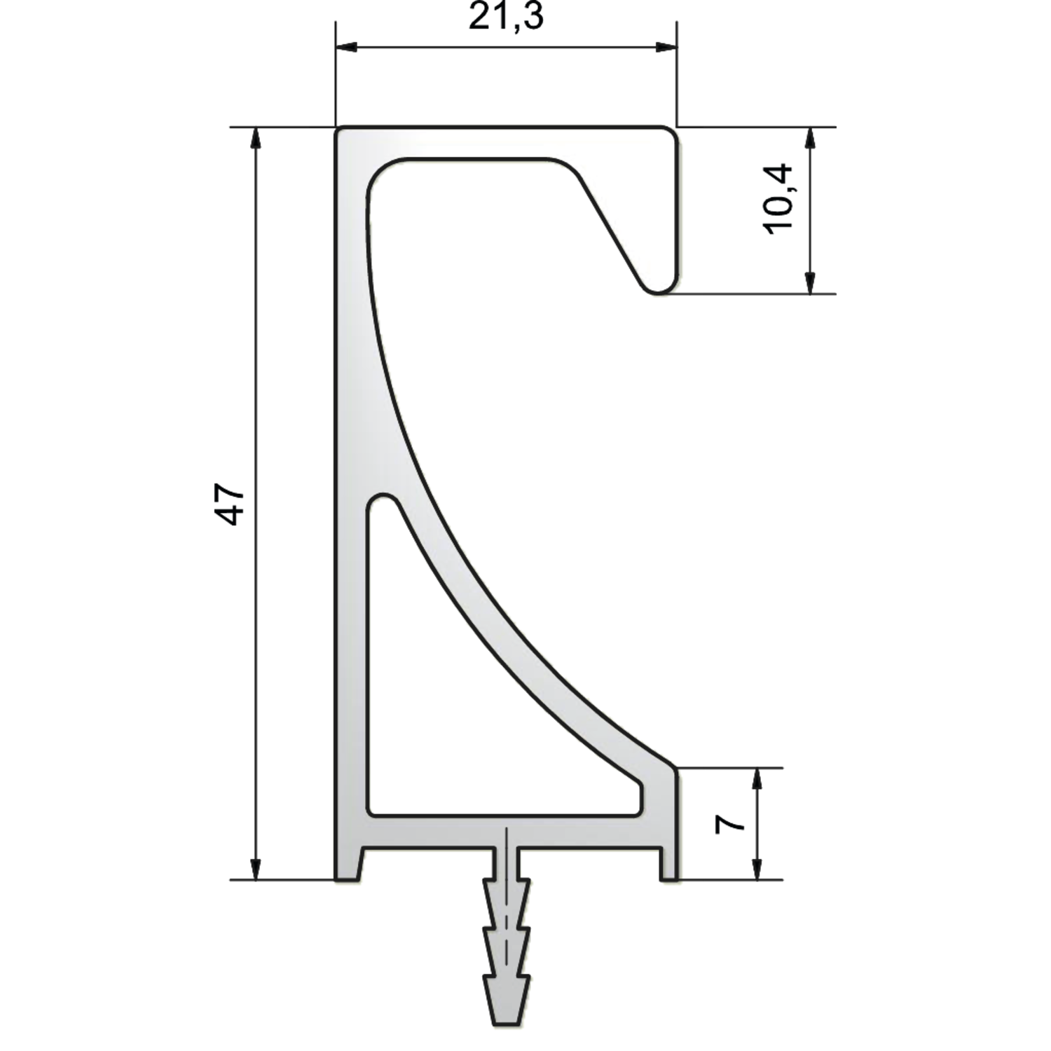 Profil de poign. a fraiser l:5100mm inox look  