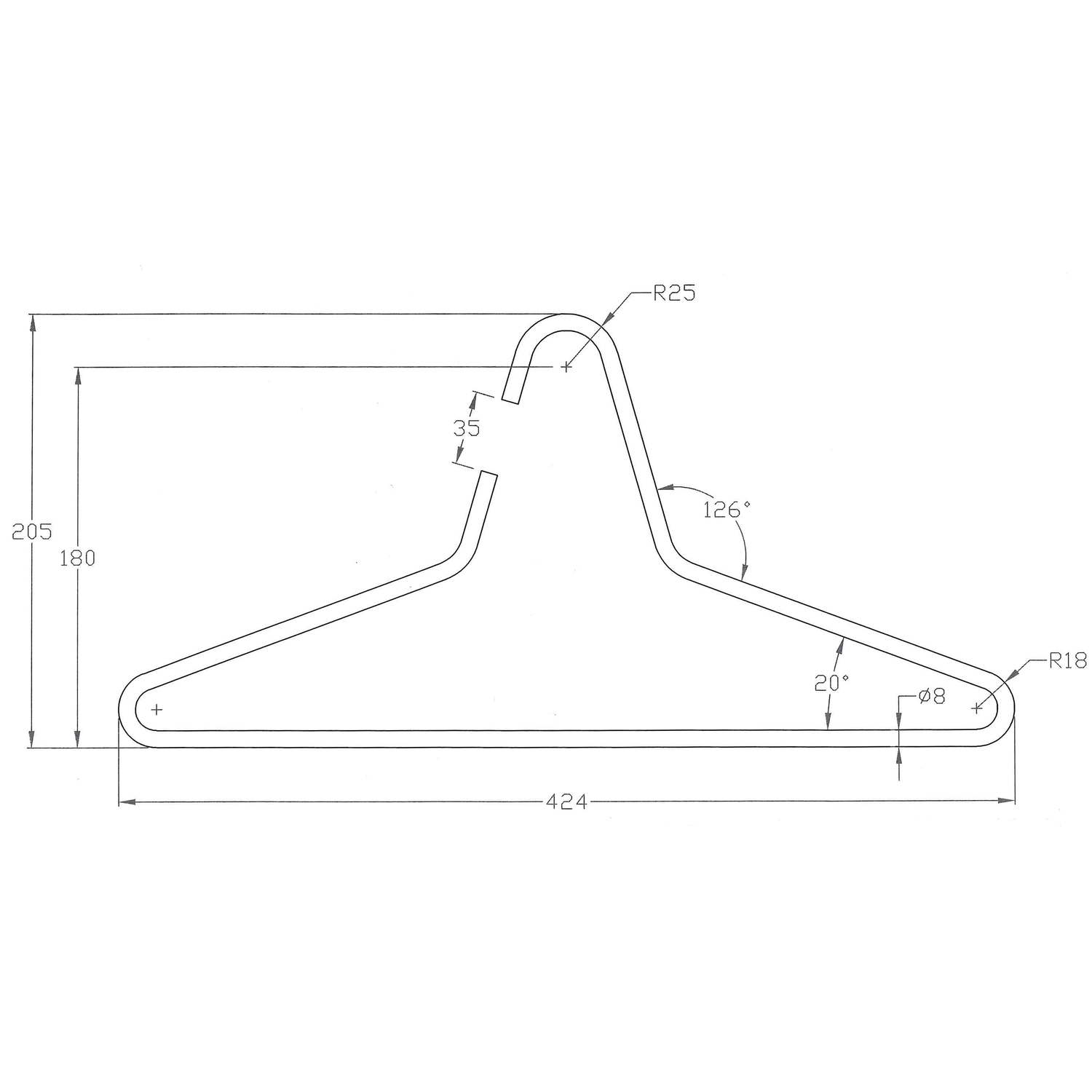 Kleerhanger d:8mm rvs geborsteld