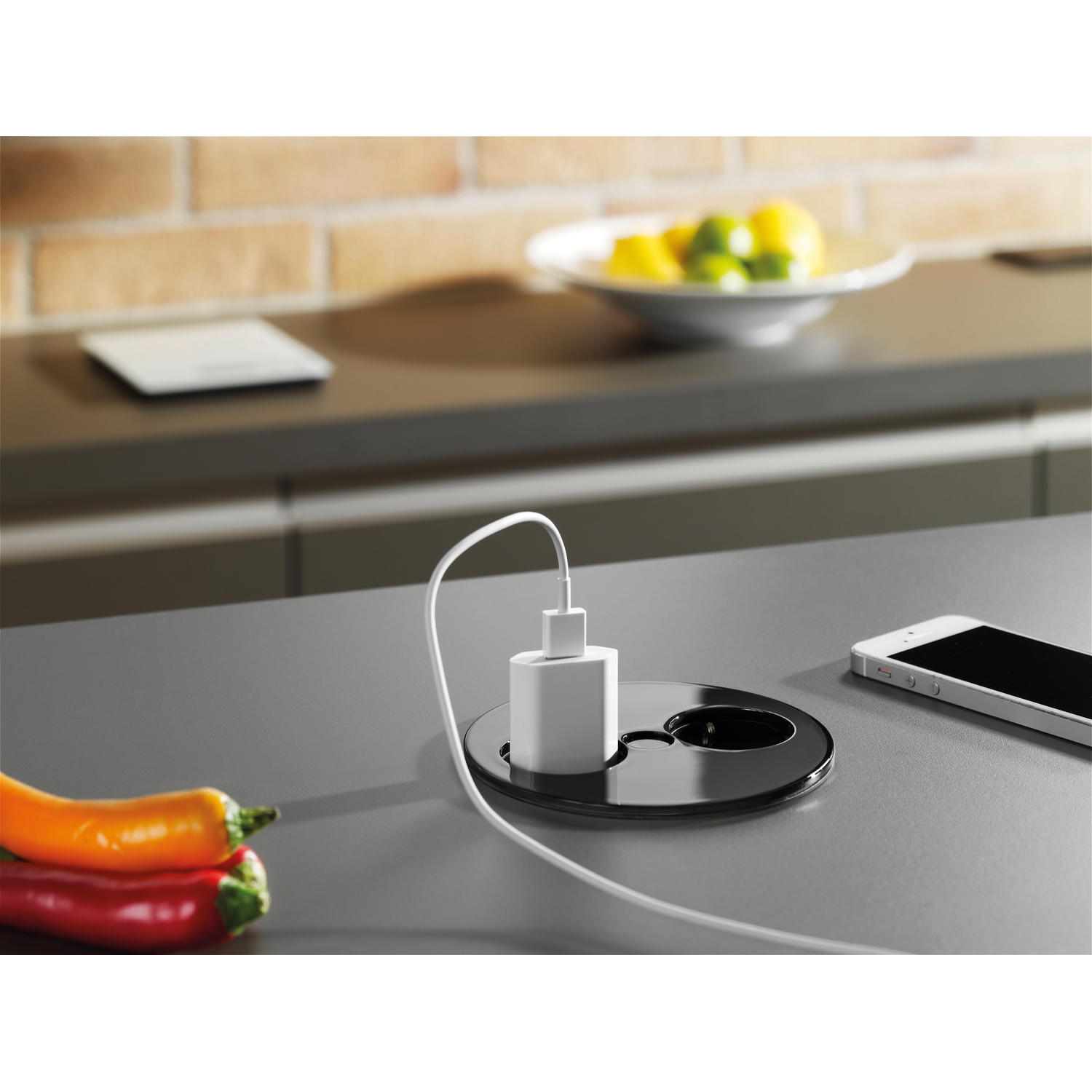 Twist inox noir mat  d-nl 2 prises -- 931.150 