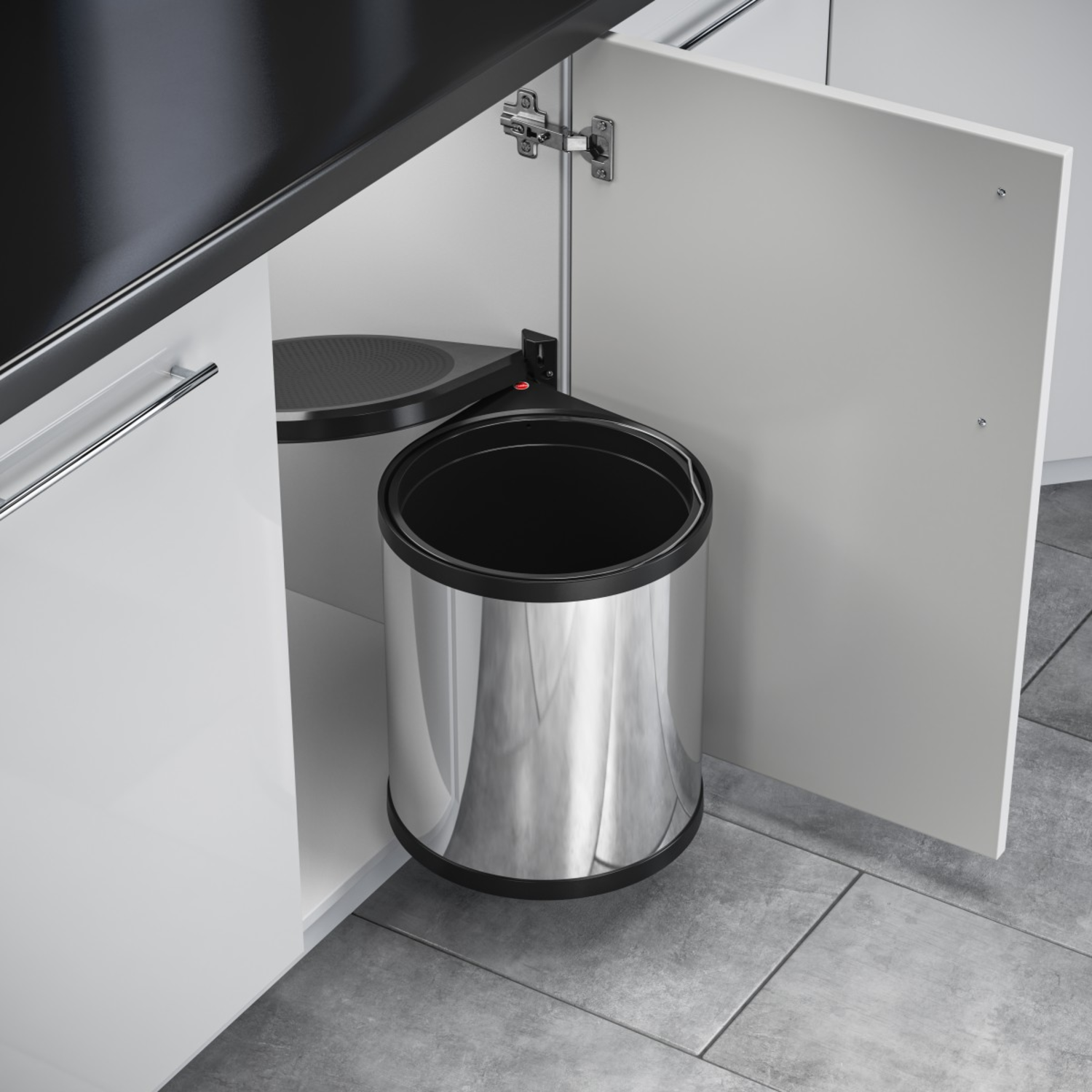 Poubelle hailo Mono inox/noir 15l 