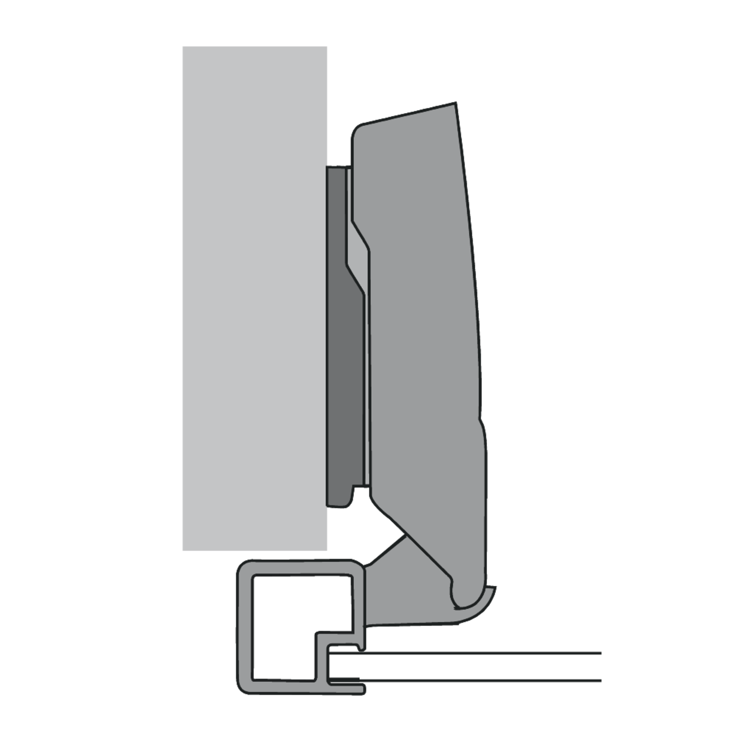 Sensys scharnier voor aluminium frame met geïntegreerde demping (Sensys 8638i), in obsidiaanzwart, opliggend, openingshoek 95°, voor schroefbevestiging (-)