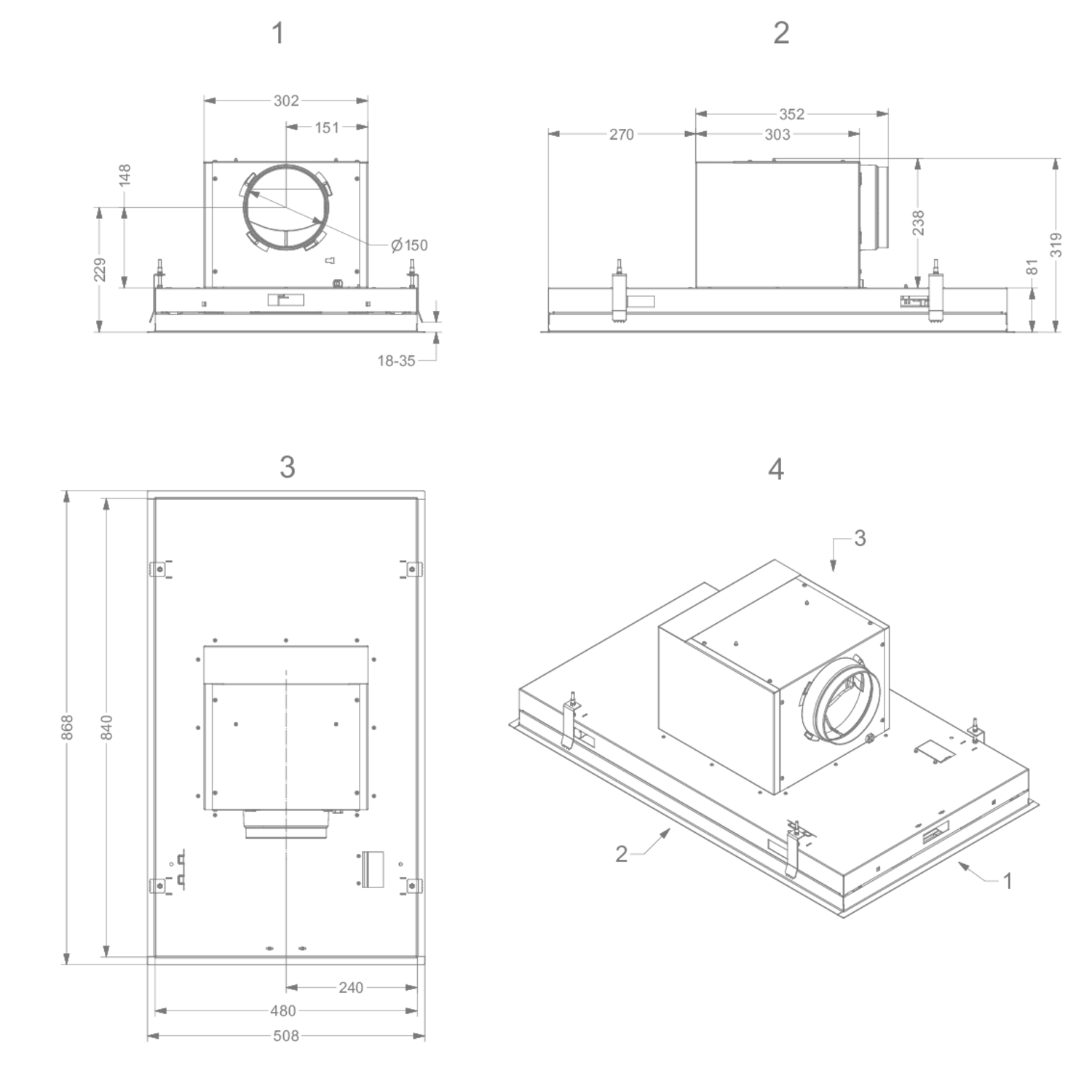 Novy Pureline 90 cm inox moteur s/s Led 