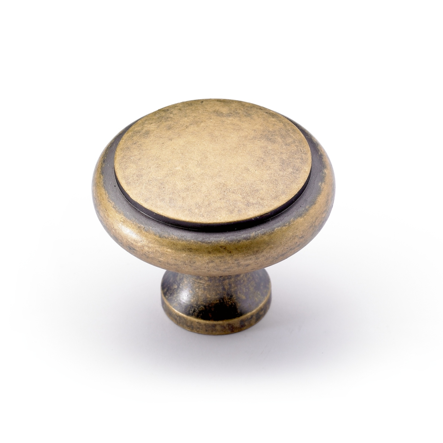Bouton Solva, H 23 mm, ø 30 mm, aspect laiton antique