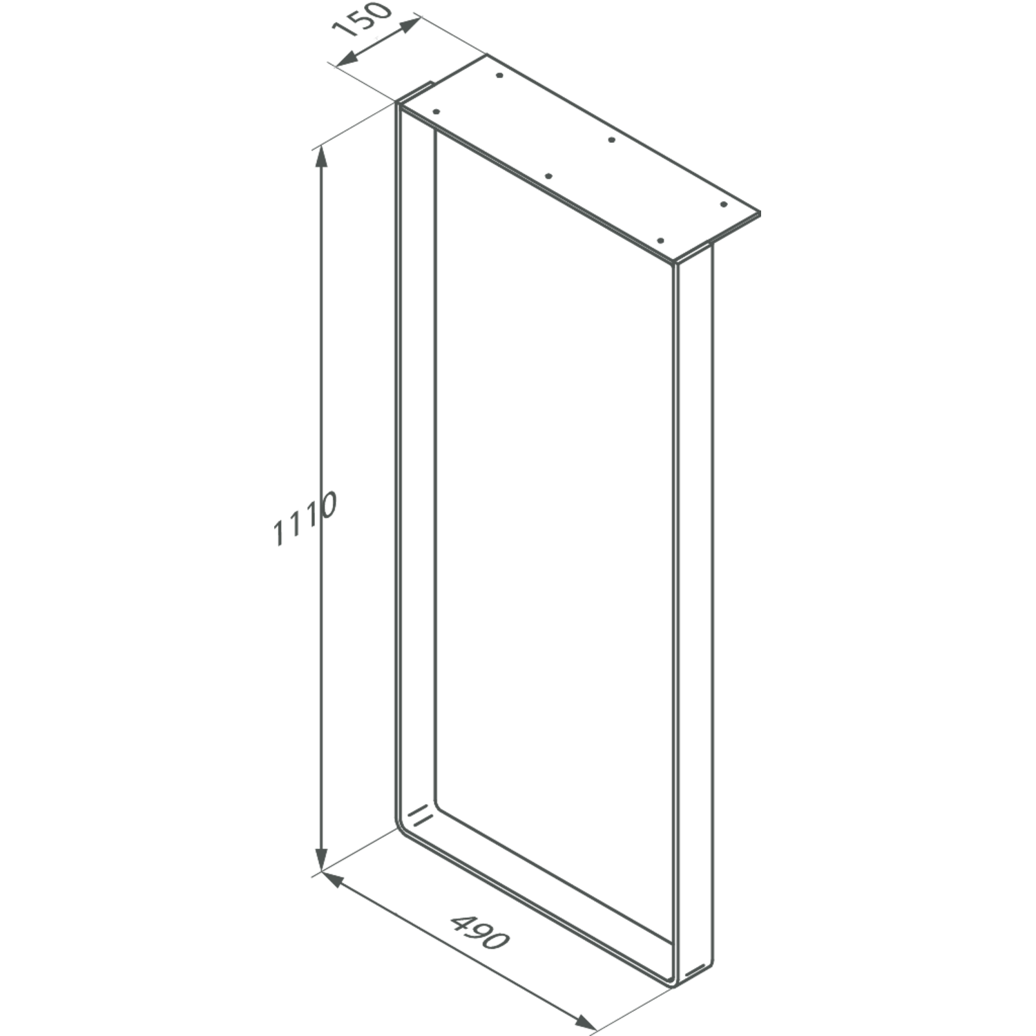 Pied u table bar chr. h=1110mm/l=490mm  
