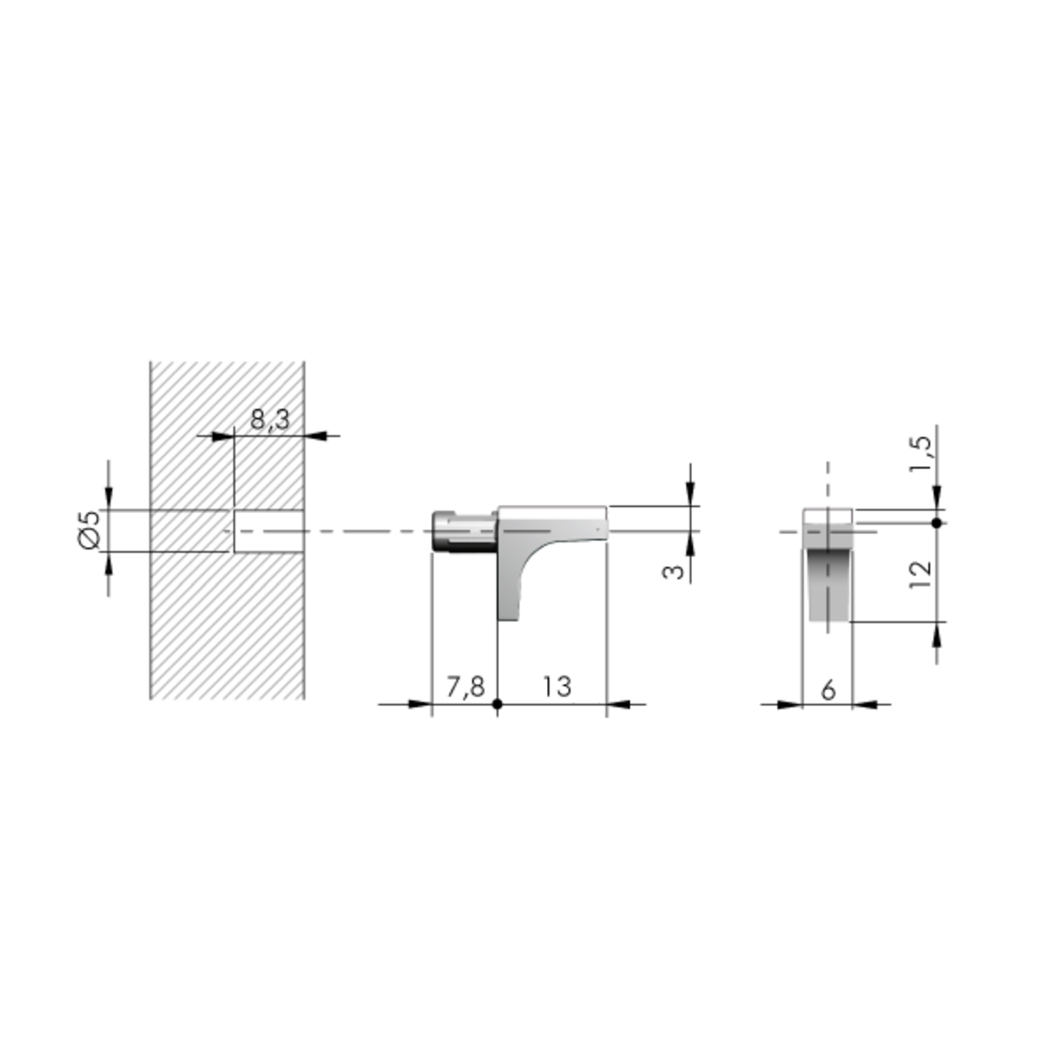 Schabdrager K-Line zwart d.5mm voor glas