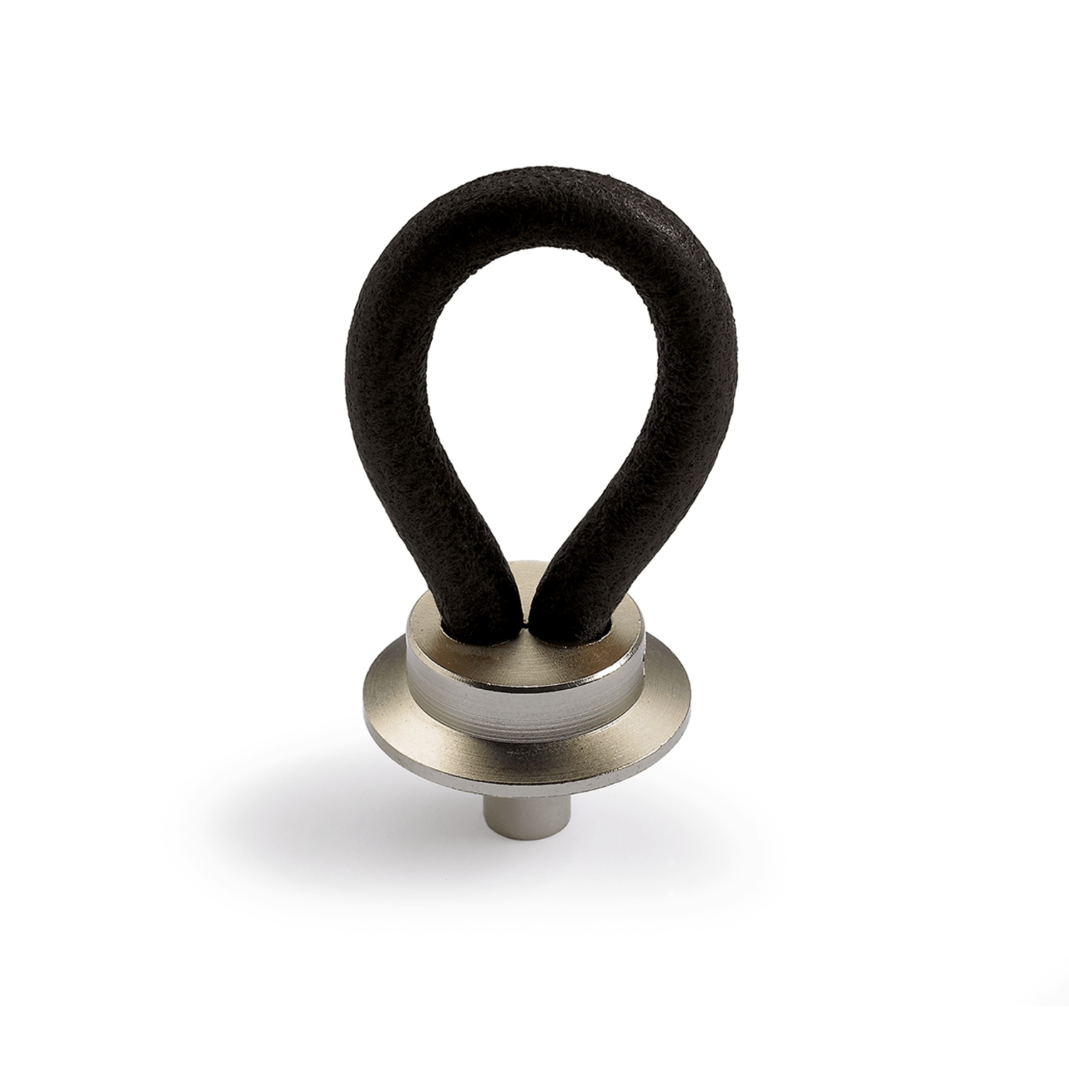 Bouton Filaga, L 20 mm, H 32 mm, cuir noir / nickelé mat