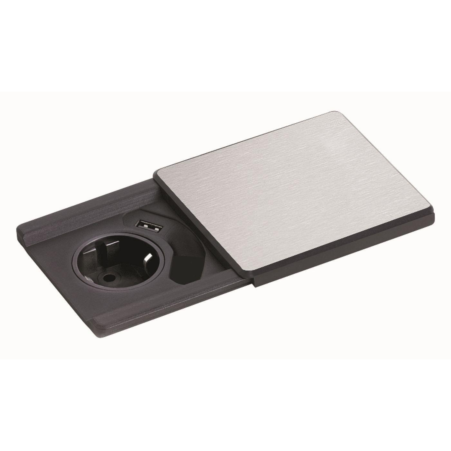 Evoline square 80 b/f + chargeur usb look inox 
