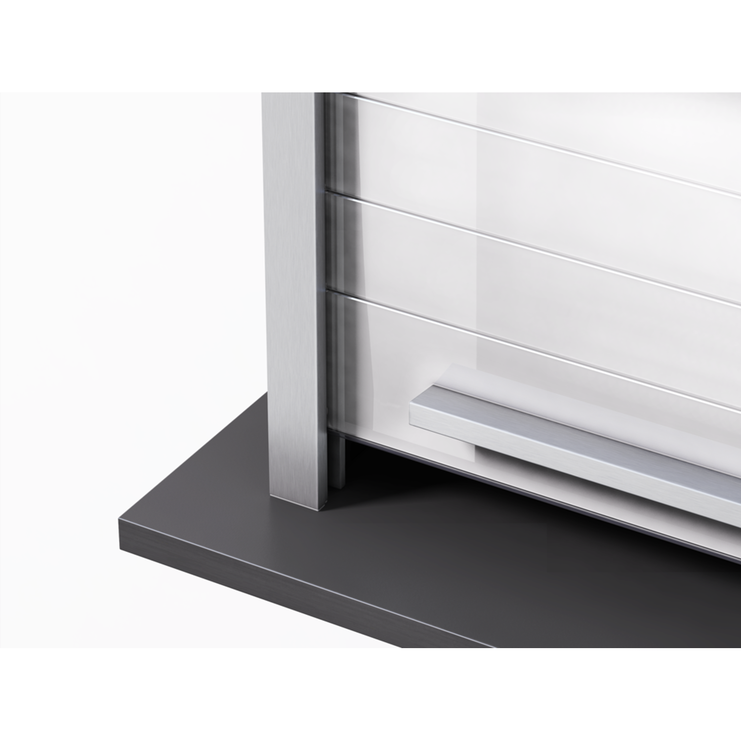 Quasar Reflex volet-verre 600x1500mm lacque blanc inox look en applique