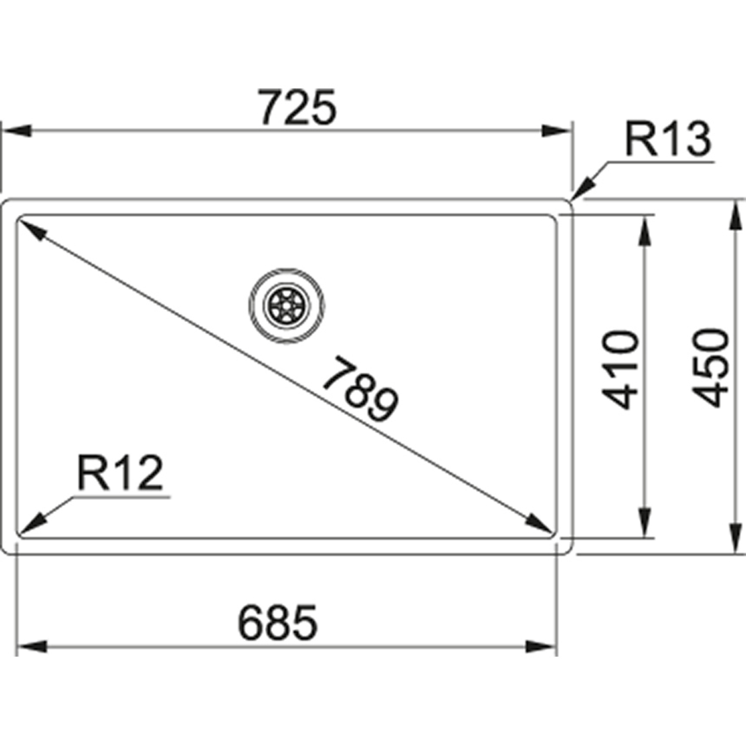 BOX - Cuve à affleurer / SlimTop / A sous-encastrer / 725 x 450 mm / Lisse