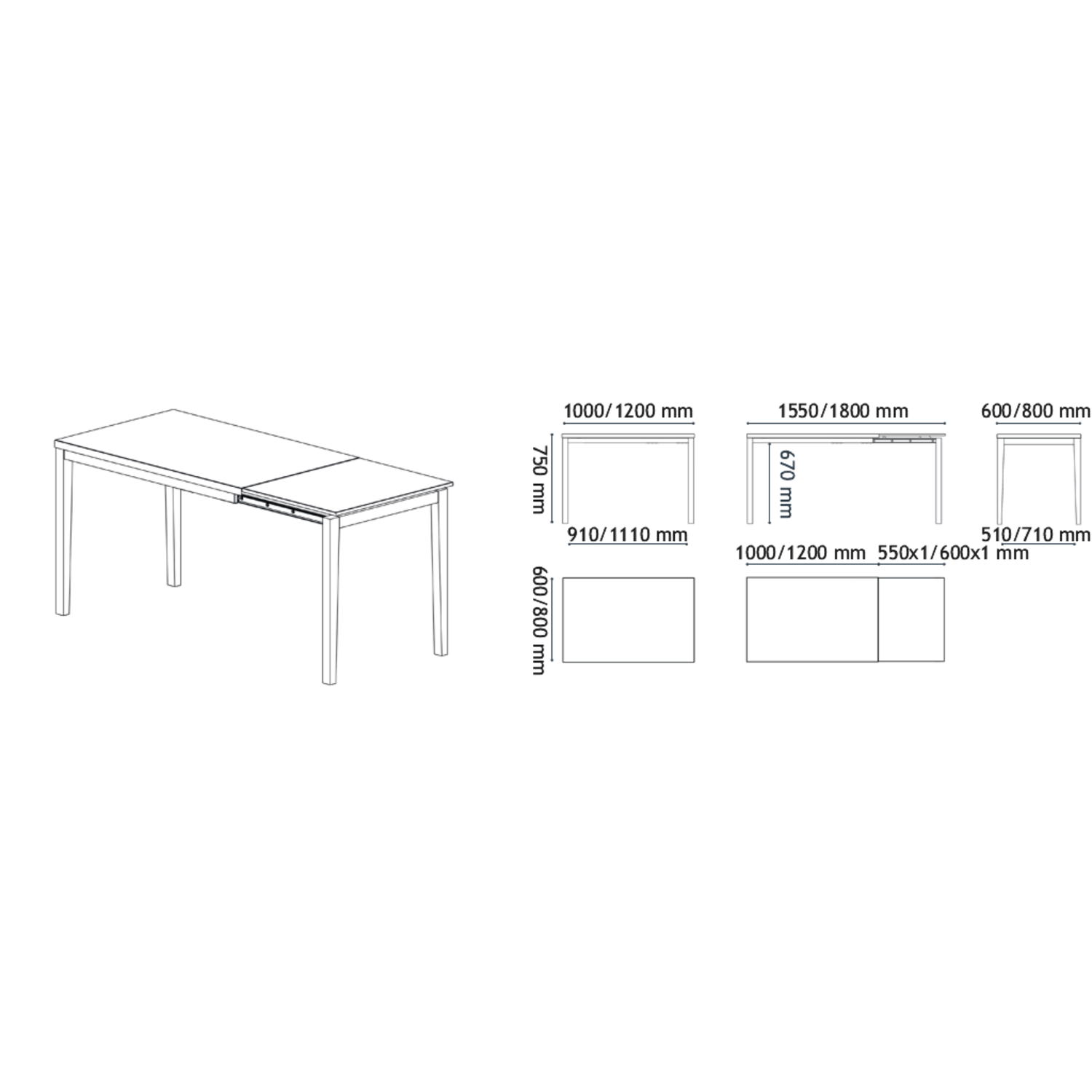 Tafel uitsch. Toy 100x60 antra-glas zwart