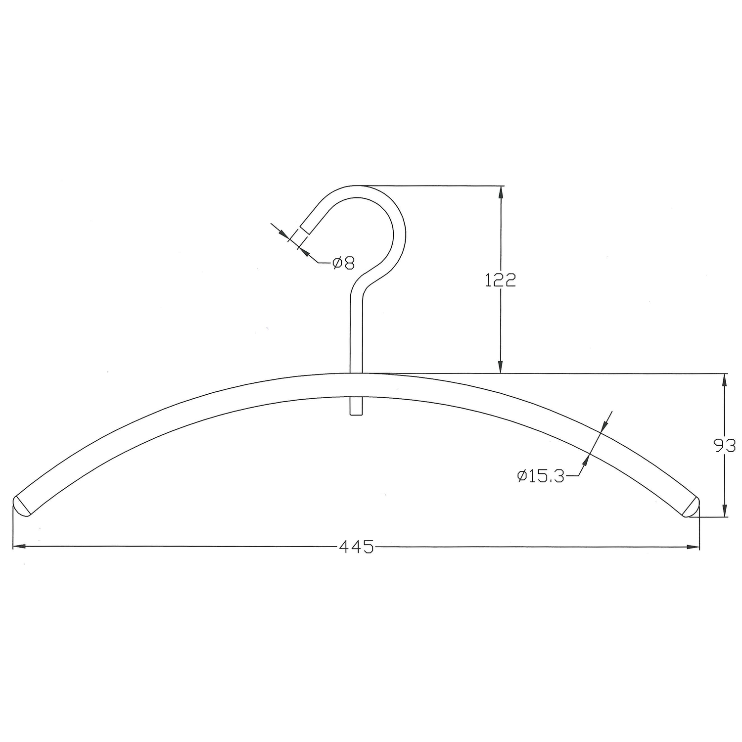 Kleerhanger d:15mm rvs geborsteld