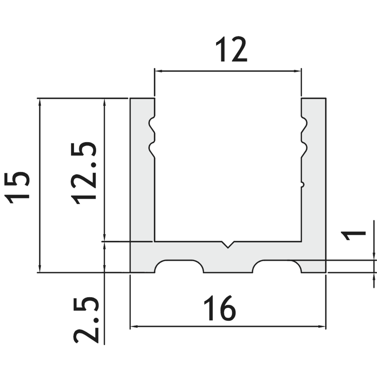 Zijprofiel voor vast glas l 3000mm alu mat
