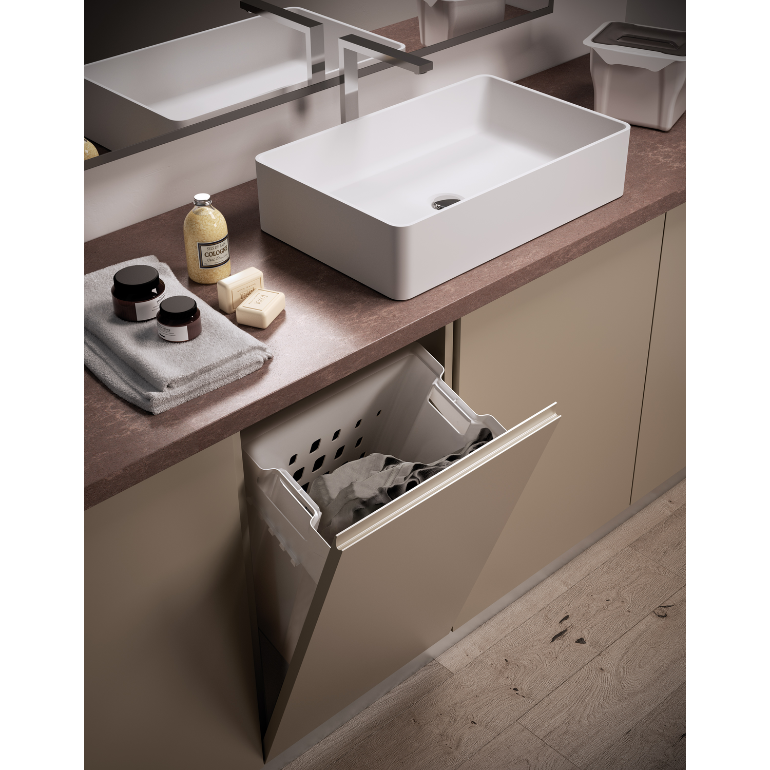 Laundry system c.500mm 40l blanc 